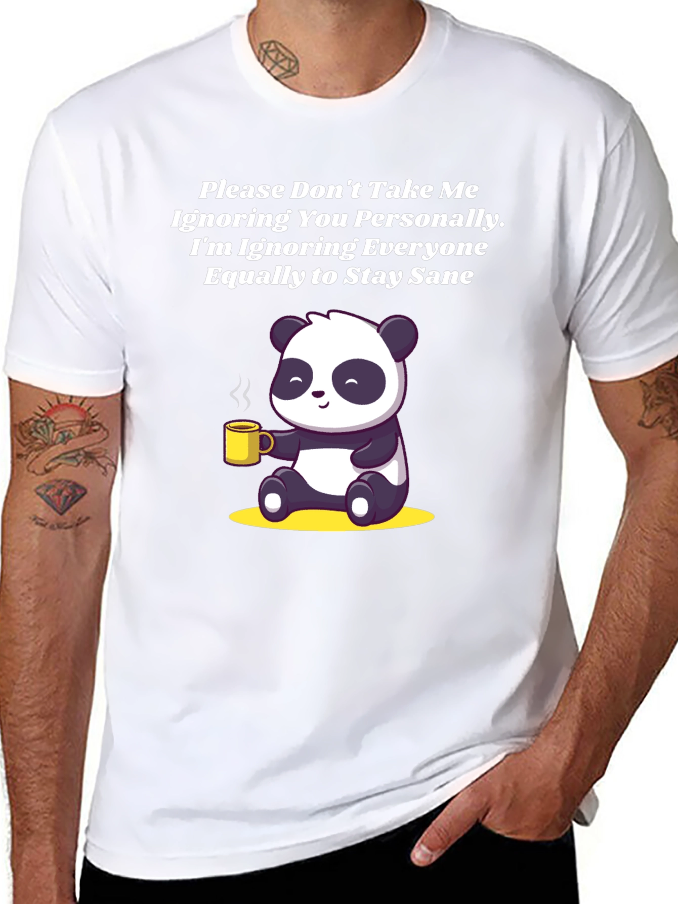 Sarcastic Panda T-Shirt: Ignoring Everyone to Stay Sane!