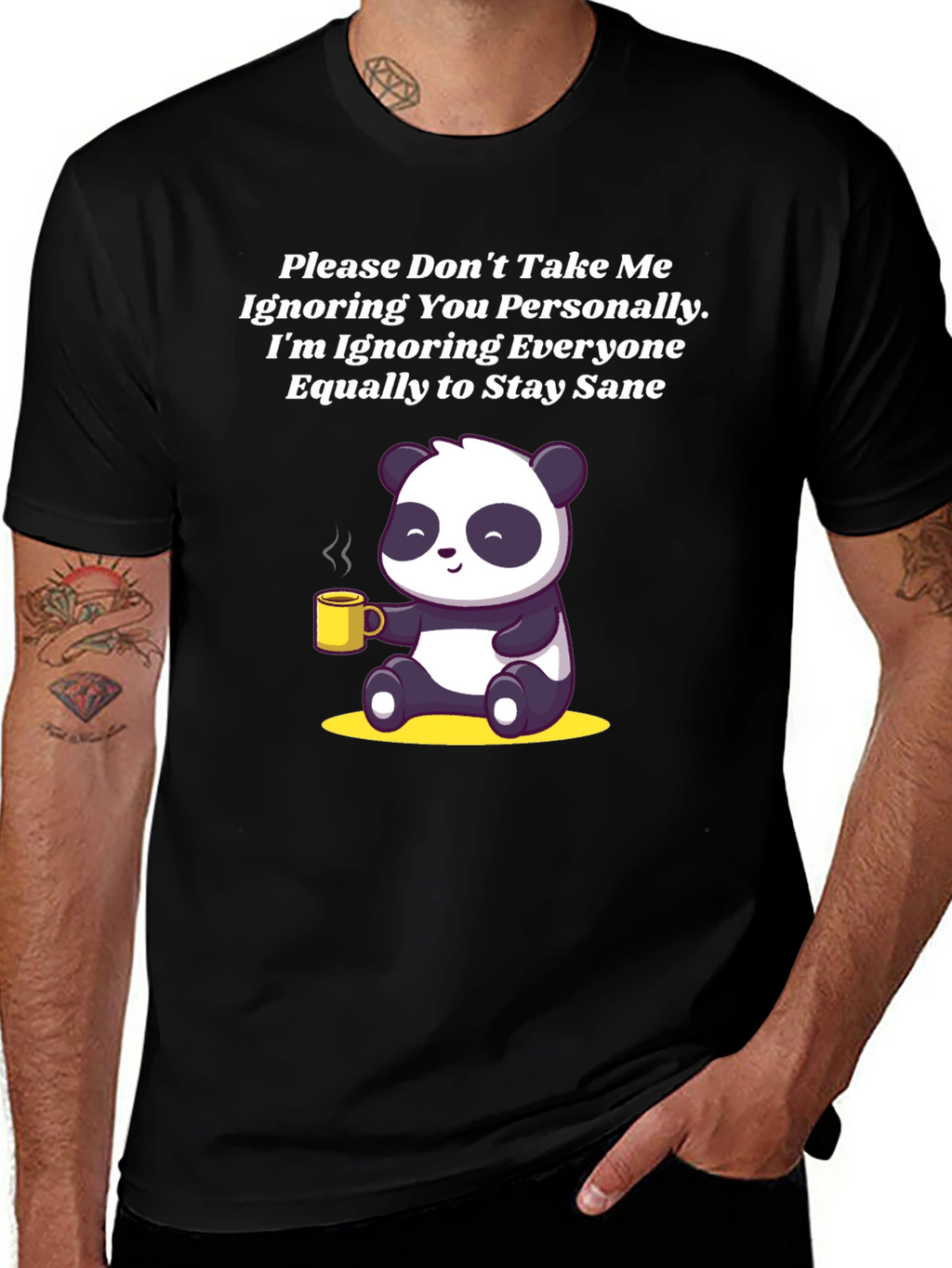 Sarcastic Panda T-Shirt: Ignoring Everyone to Stay Sane!