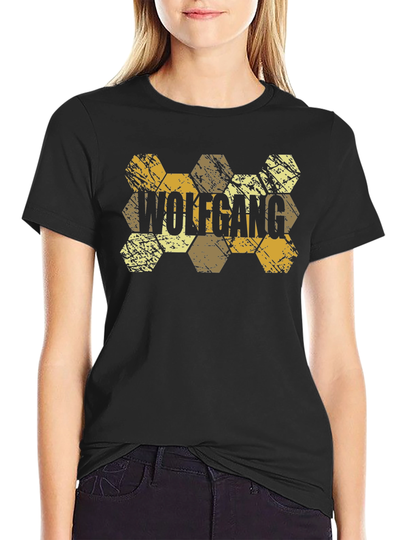 Wolfgang Hexagon Pattern Black T-Shirt