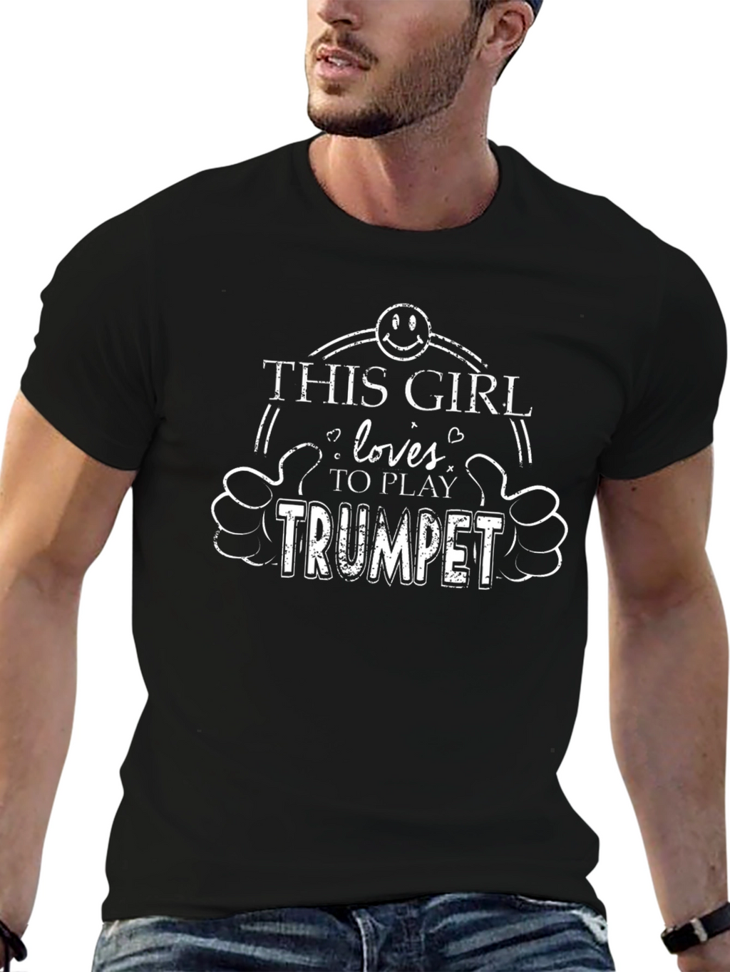 This Girl Loves Trumpet T-Shirt - Black Cotton Tee