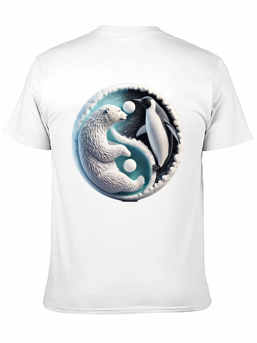 Yin Yang Polar Bear and Penguin Graphic Tee
