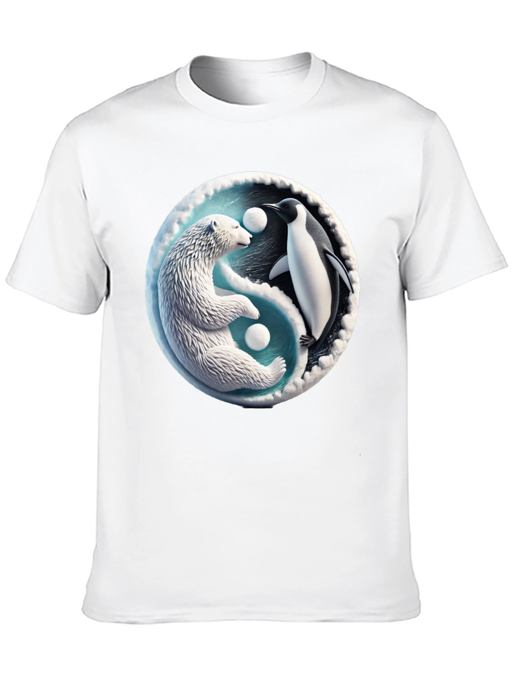 Yin Yang Polar Bear and Penguin Graphic Tee