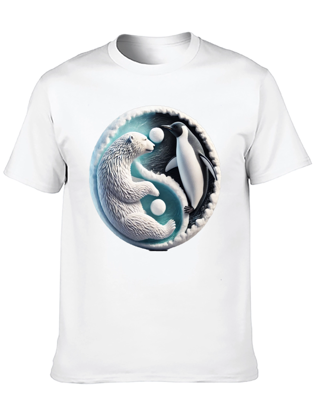 Yin Yang Polar Bear and Penguin Graphic Tee
