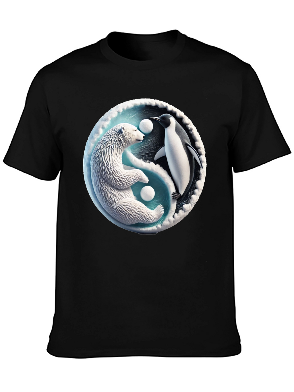 Yin Yang Polar Bear and Penguin Graphic Tee