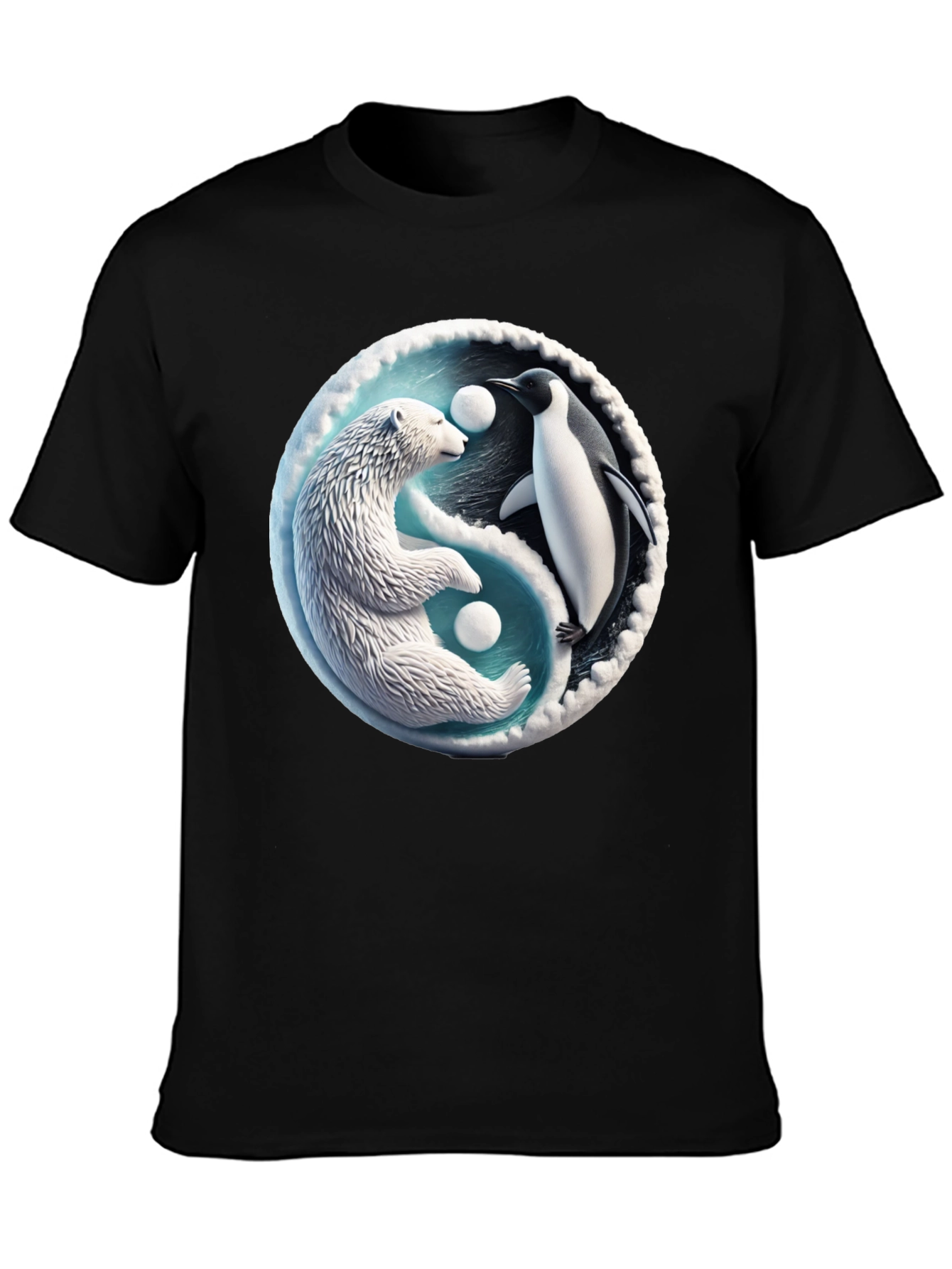 Yin Yang Polar Bear and Penguin Graphic Tee