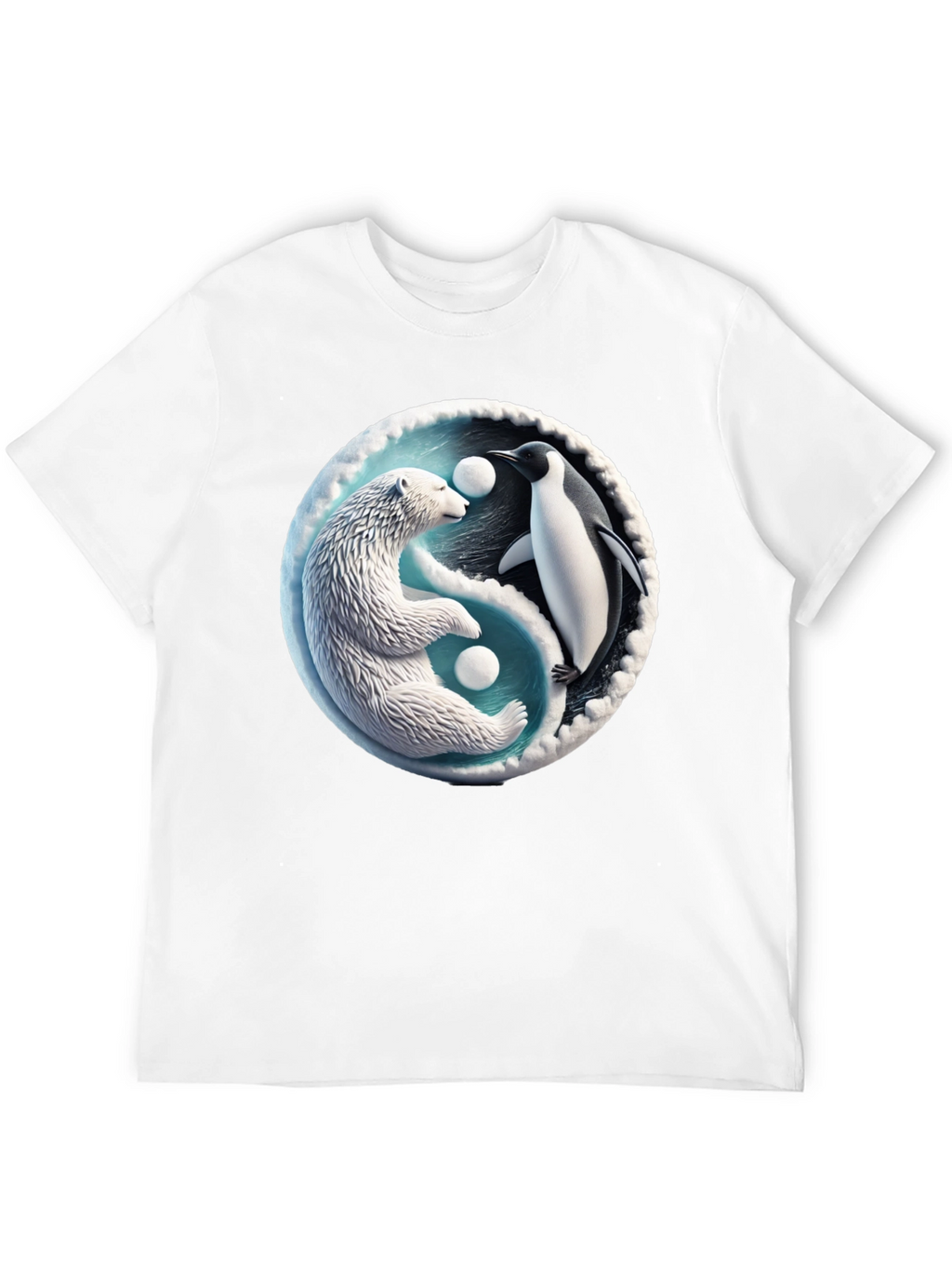 Yin Yang Polar Bear and Penguin Graphic Tee