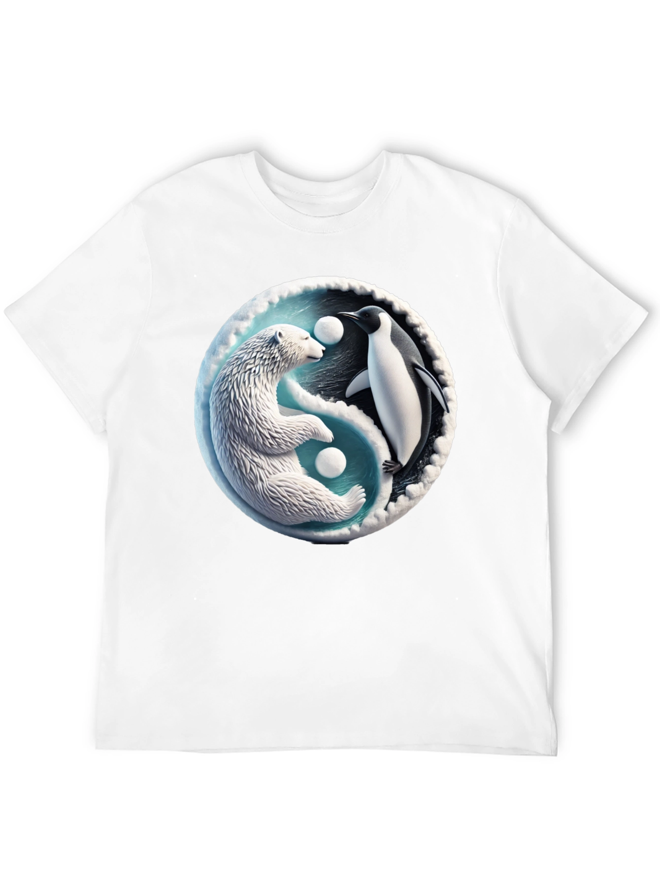 Yin Yang Polar Bear and Penguin Graphic Tee