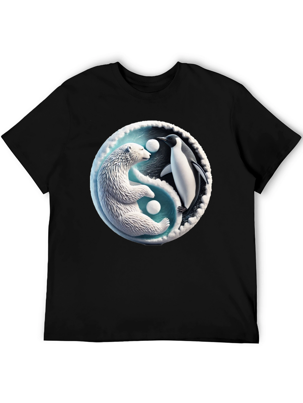 Yin Yang Polar Bear and Penguin Graphic Tee