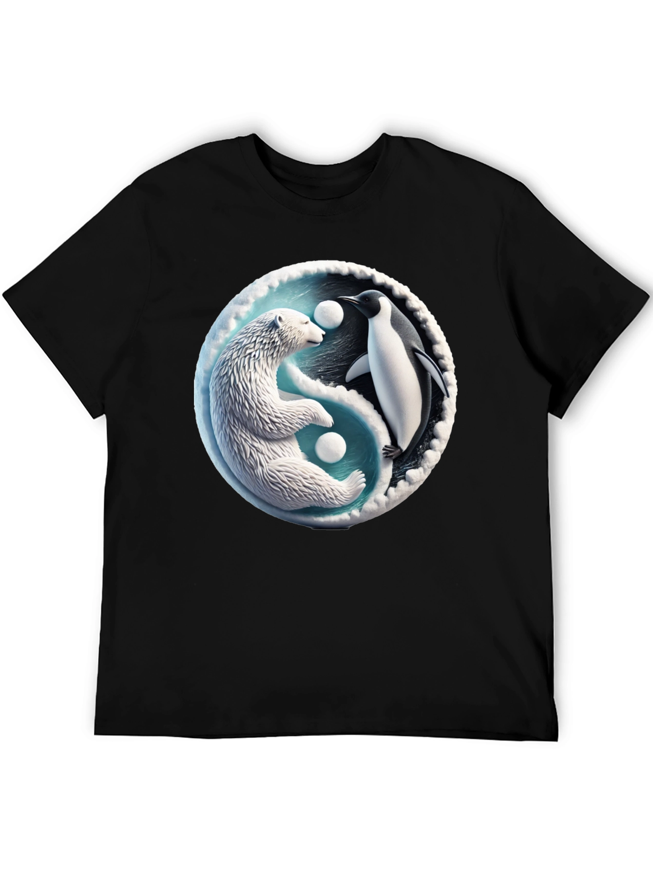 Yin Yang Polar Bear and Penguin Graphic Tee