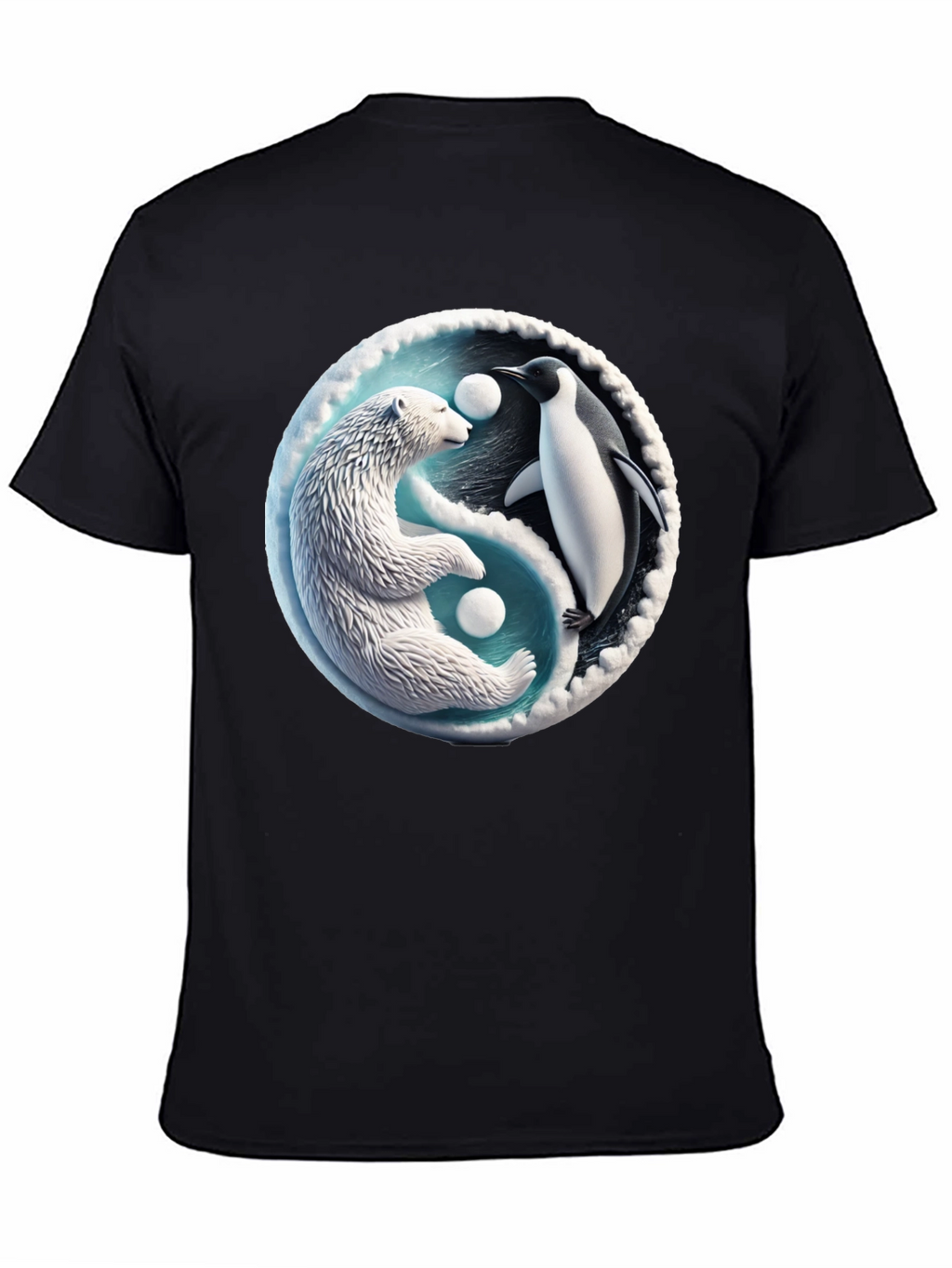 Yin Yang Polar Bear and Penguin Graphic Tee