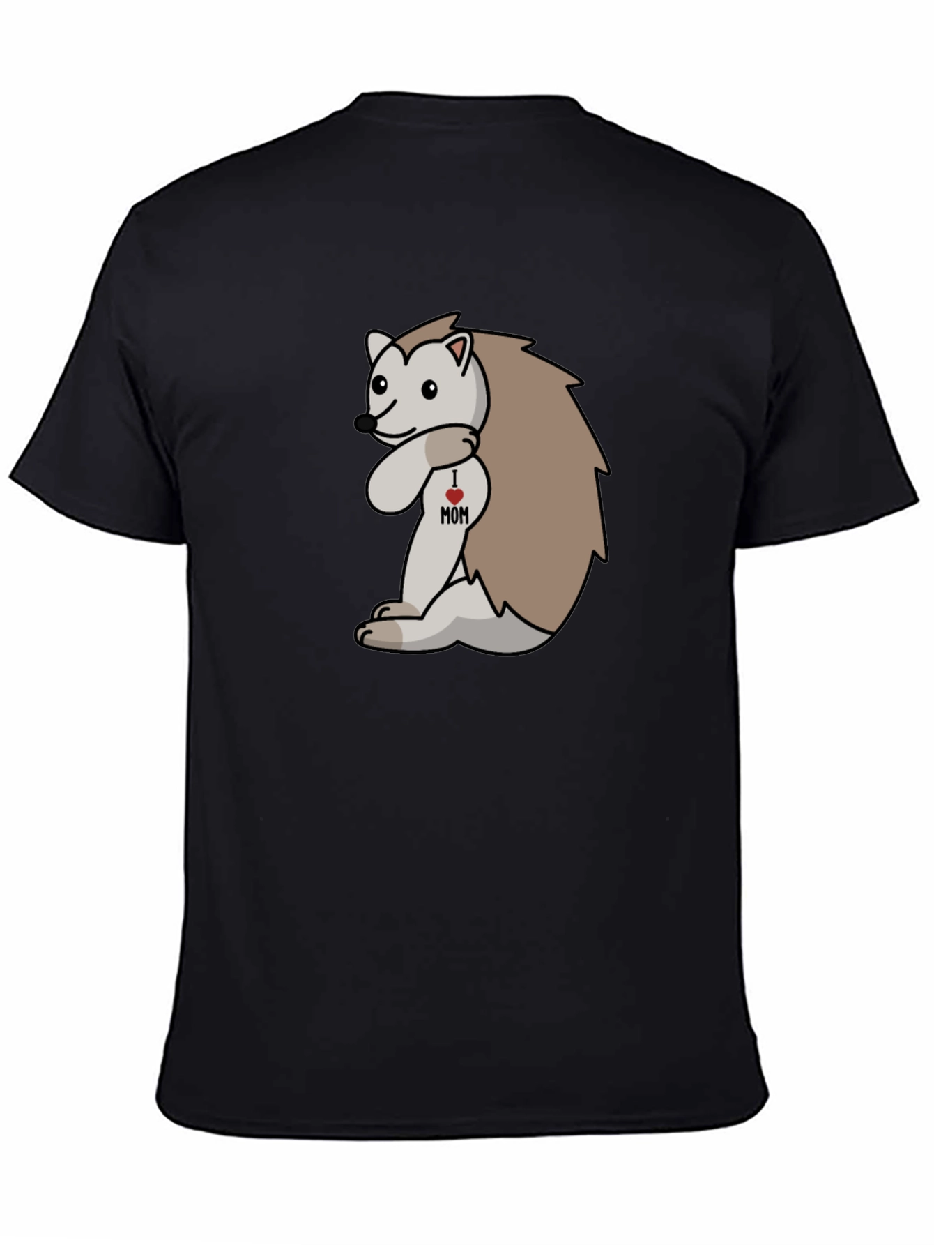 I Heart Mom Hedgehog Black T-Shirt