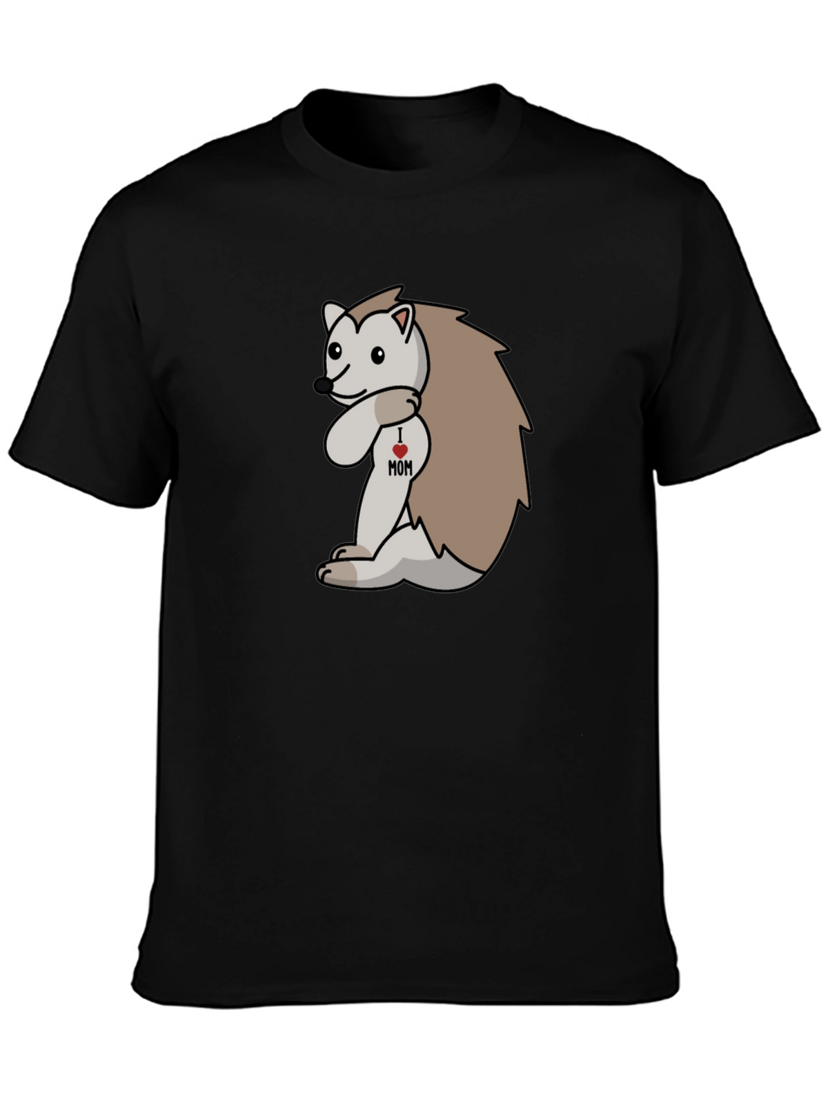 I Heart Mom Hedgehog Black T-Shirt