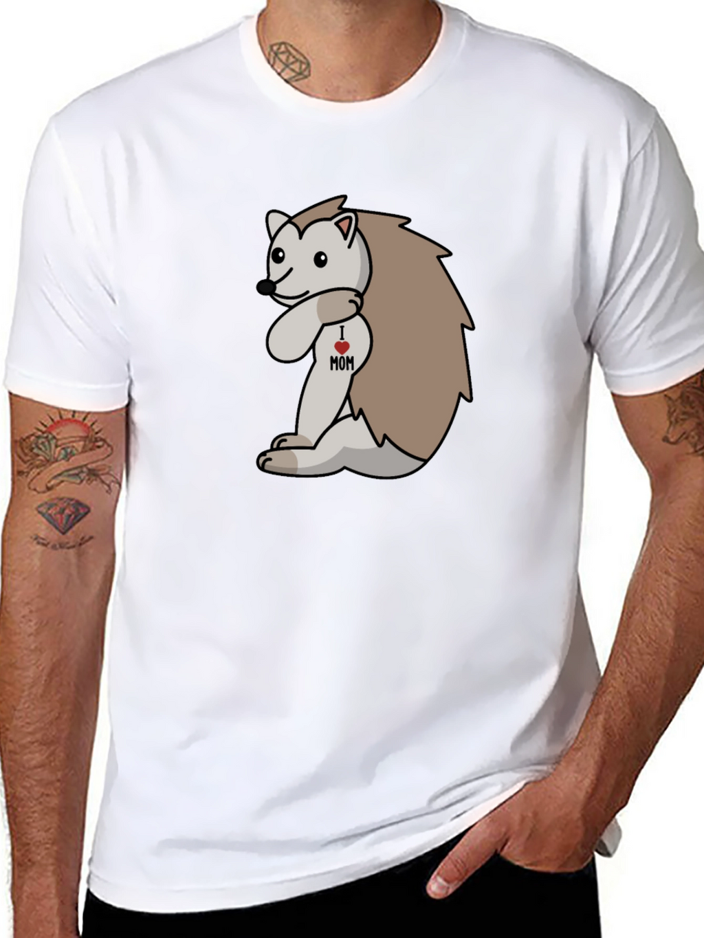I Heart Mom Hedgehog Black T-Shirt