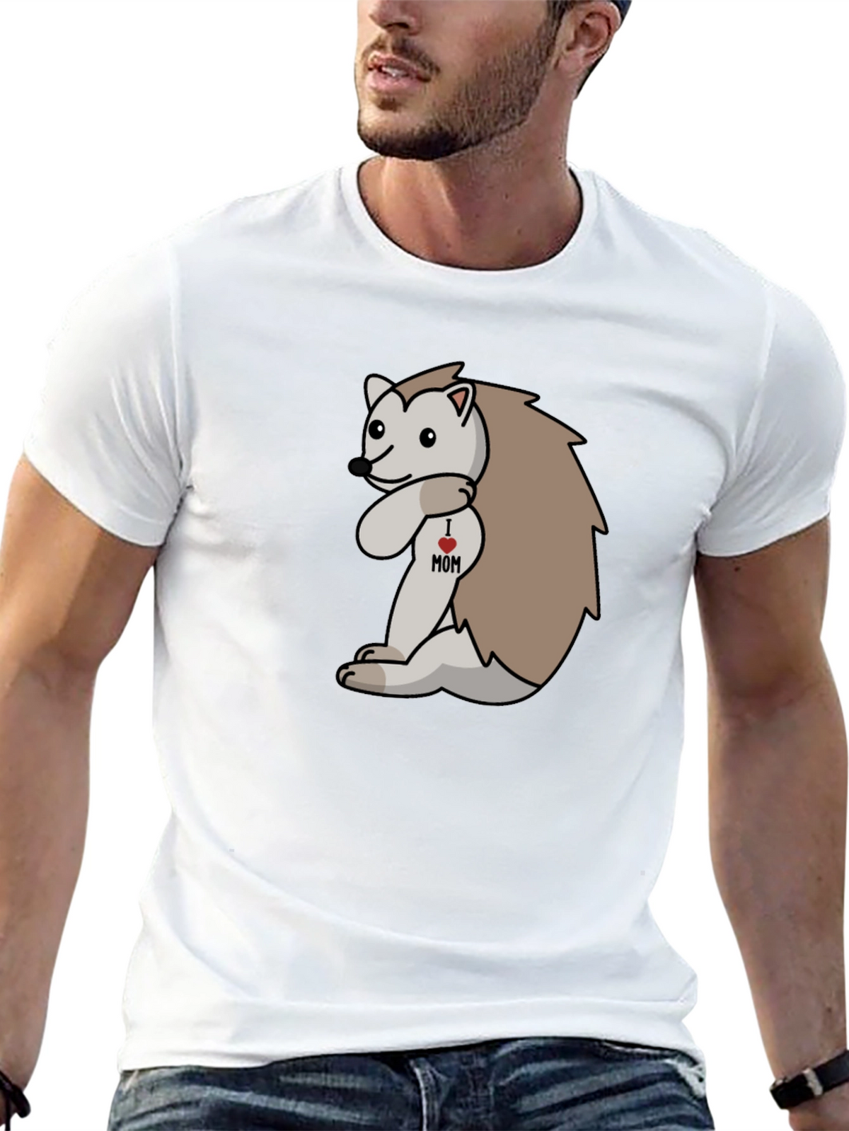 I Heart Mom Hedgehog Black T-Shirt