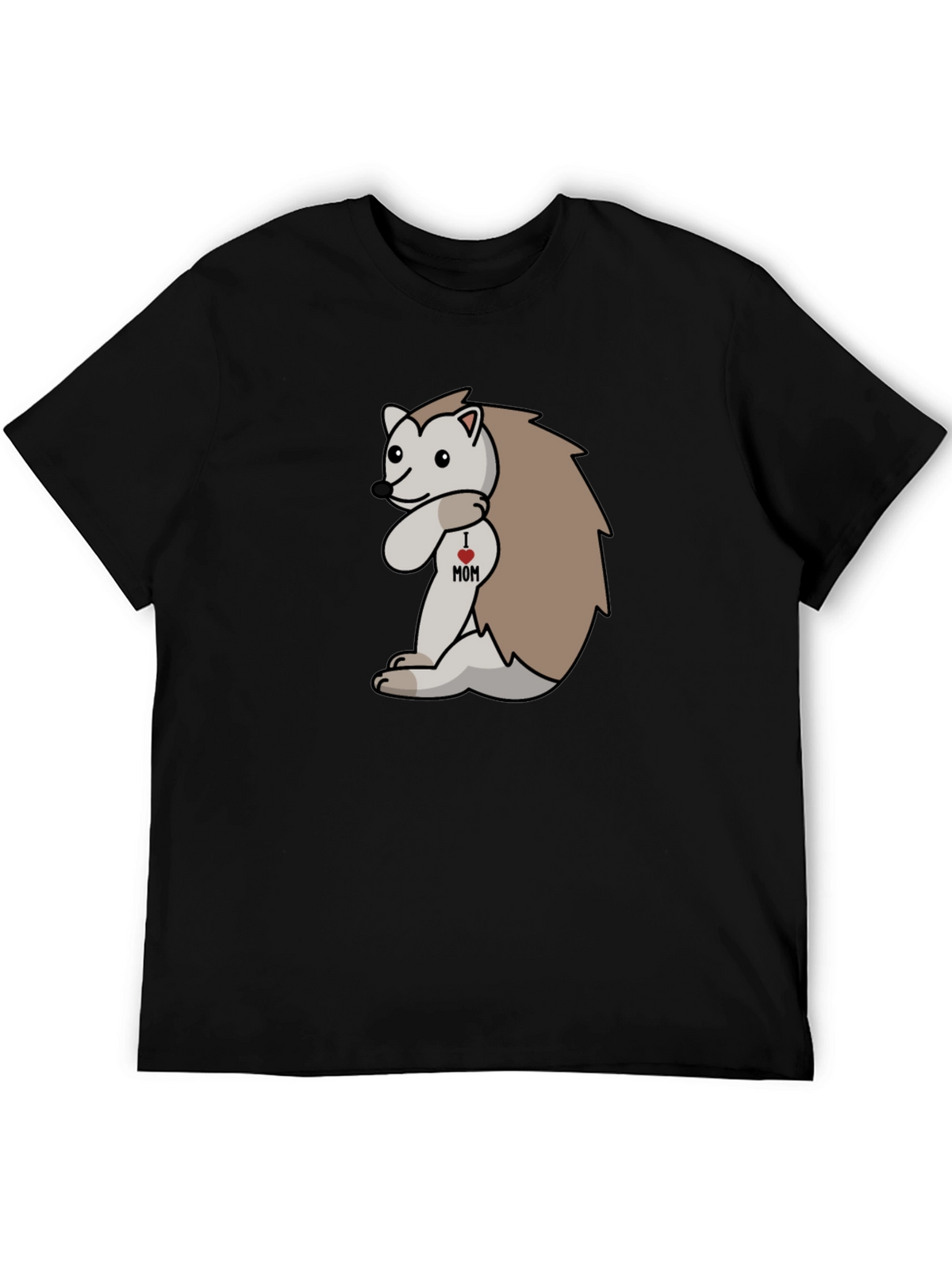 I Heart Mom Hedgehog Black T-Shirt