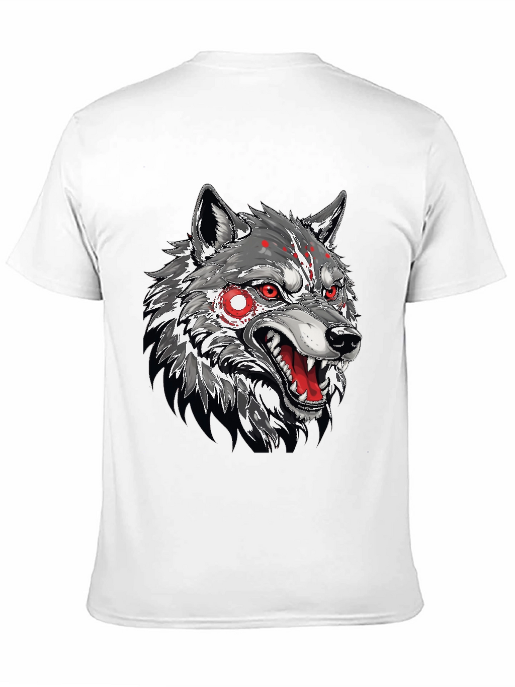 Mens Black T-Shirt with Wolf Graphic