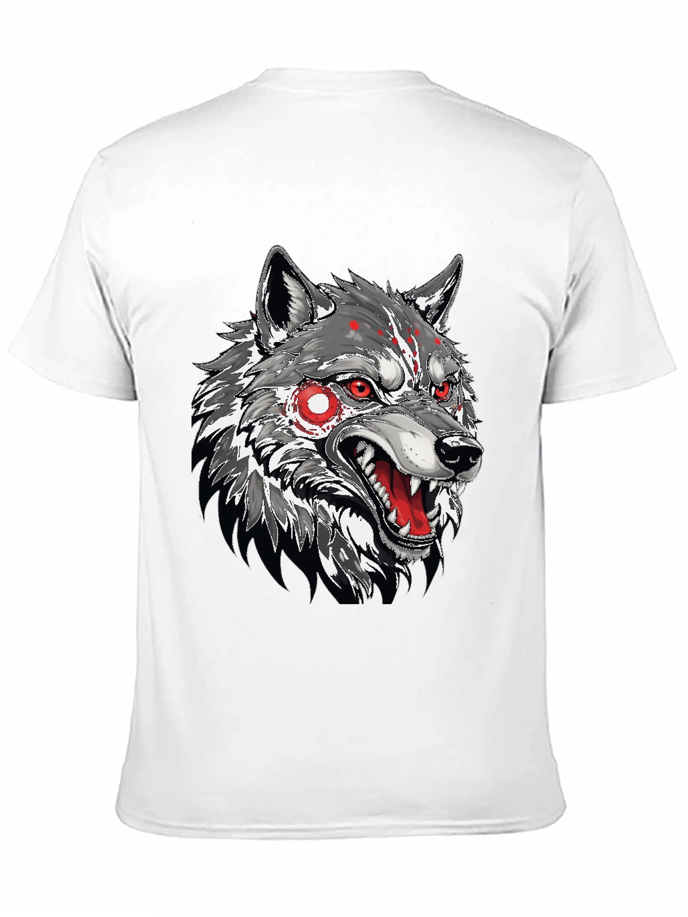 Mens Black T-Shirt with Wolf Graphic