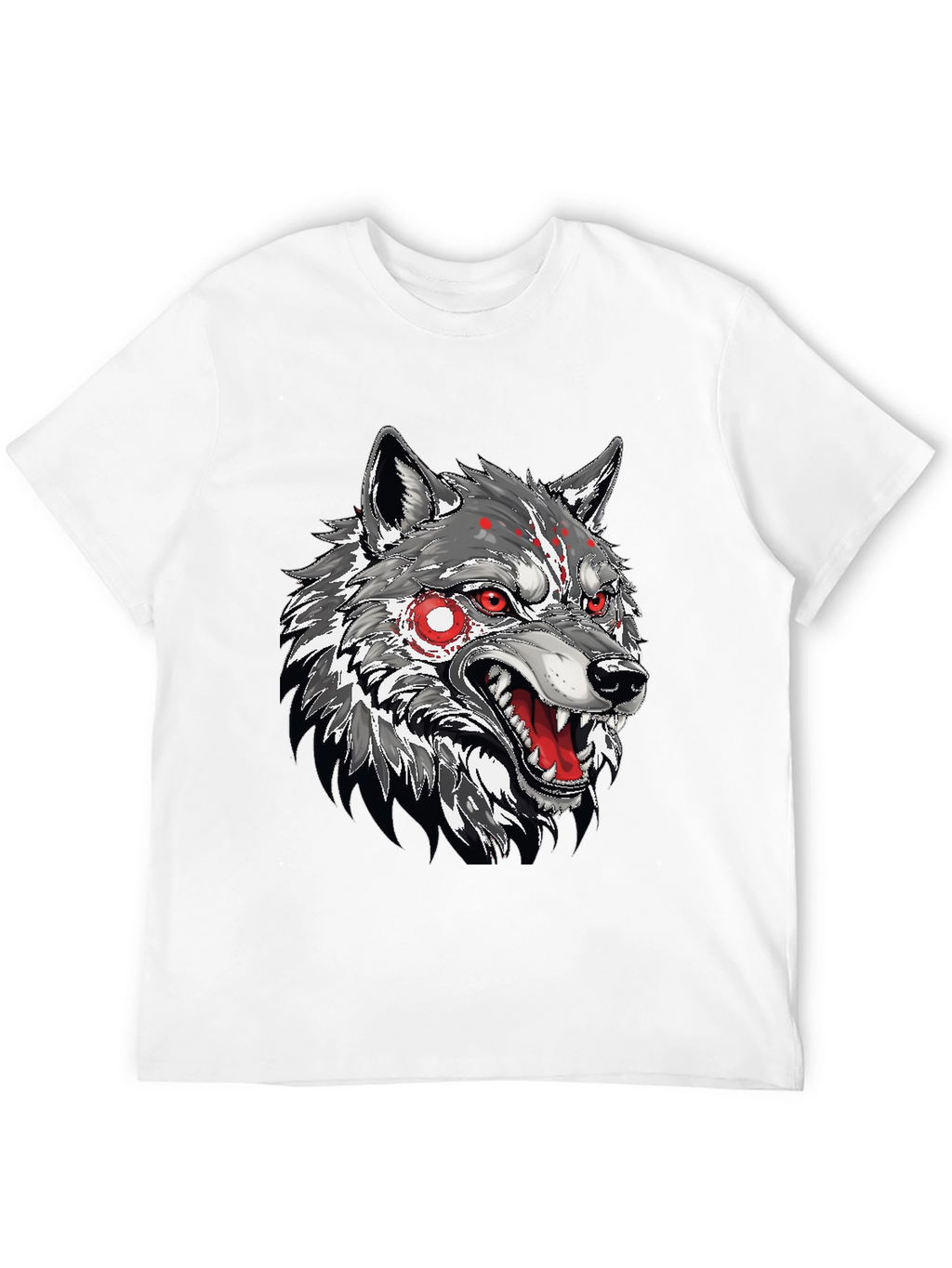 Mens Black T-Shirt with Wolf Graphic