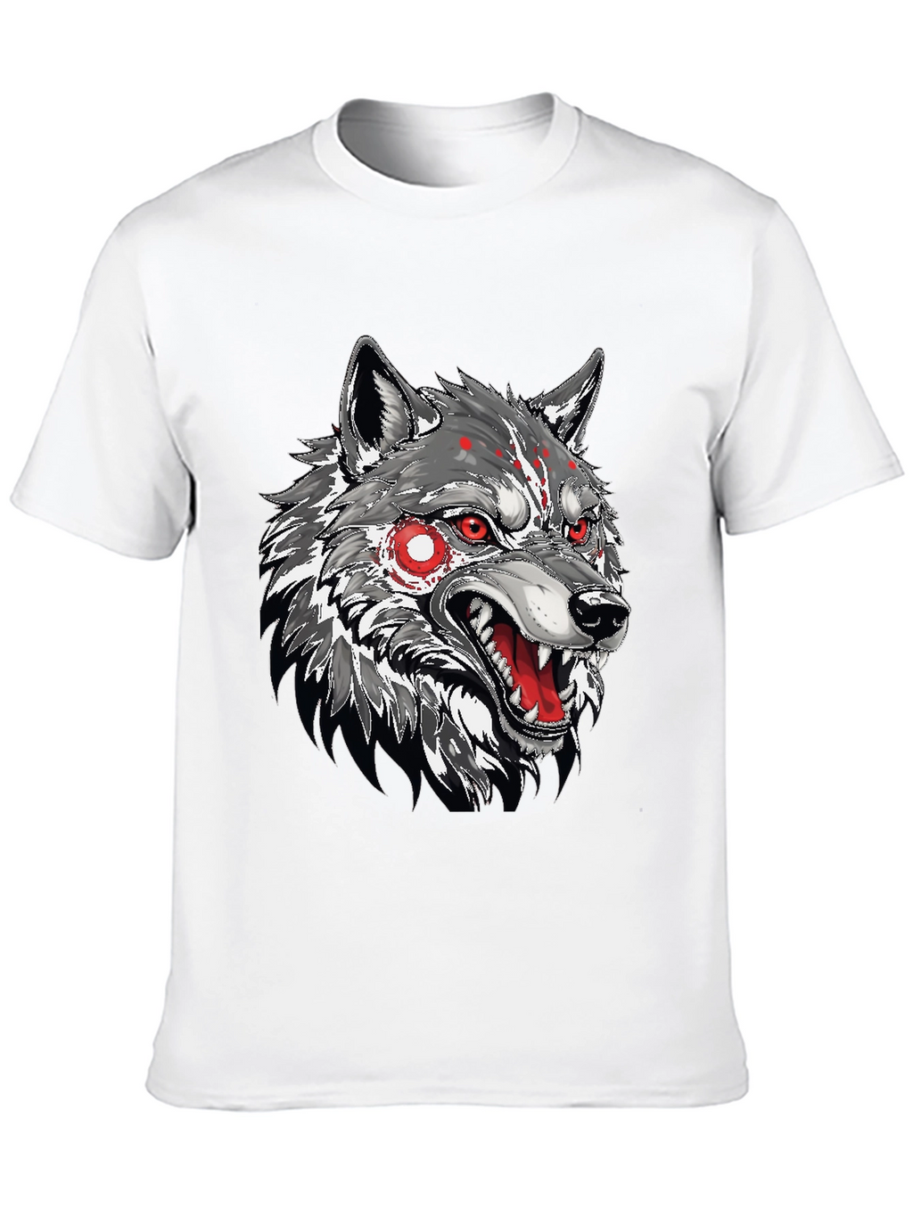 Mens Black T-Shirt with Wolf Graphic