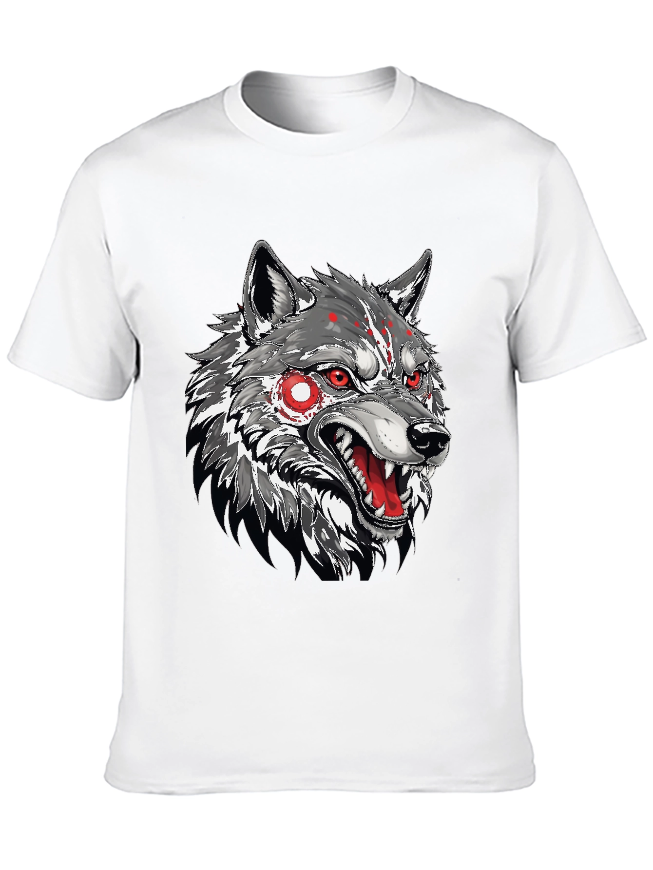 Mens Black T-Shirt with Wolf Graphic