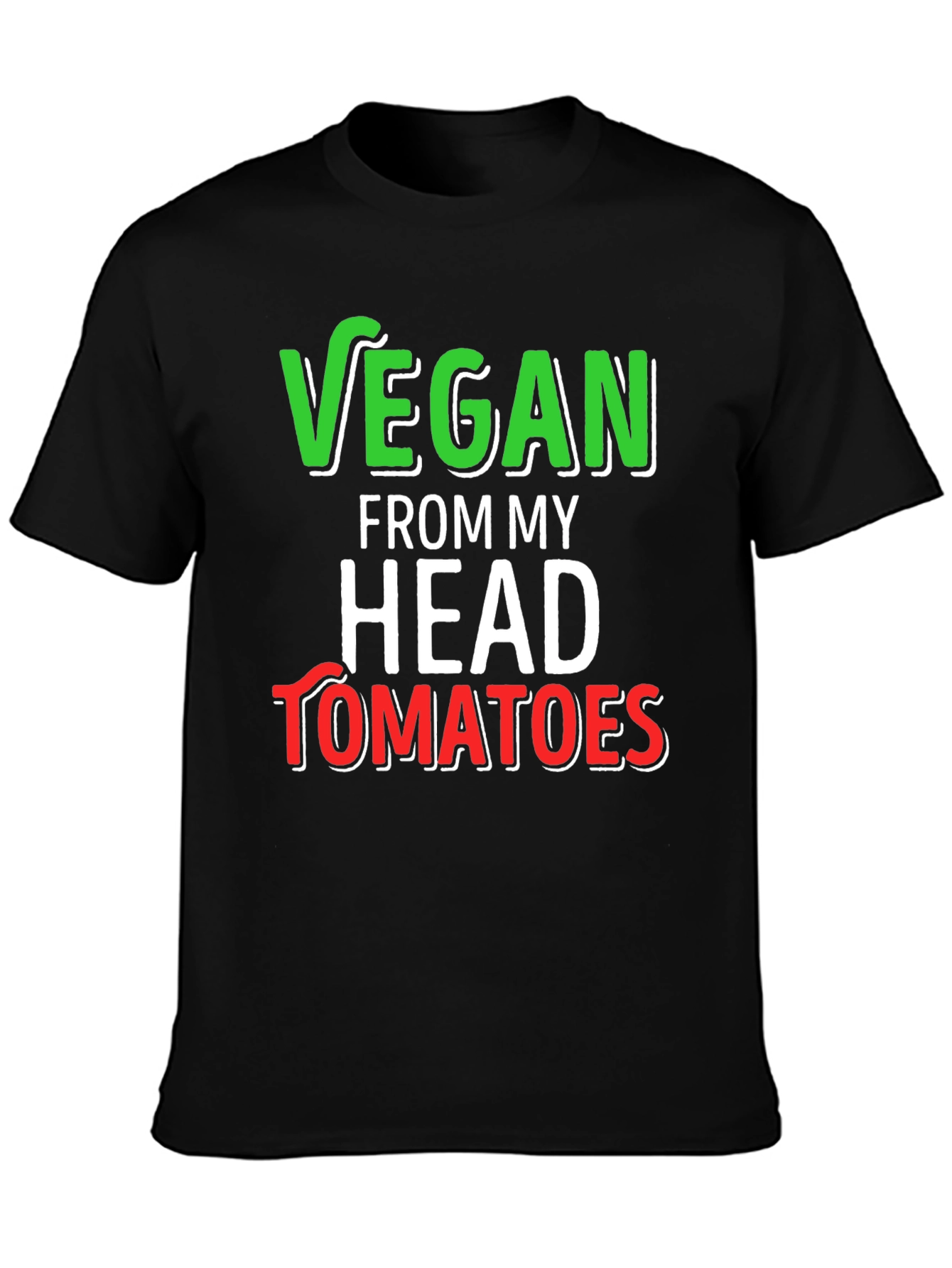 Vegan from Head Tomatoes Graphic Tee - Black Cotton T-Shirt