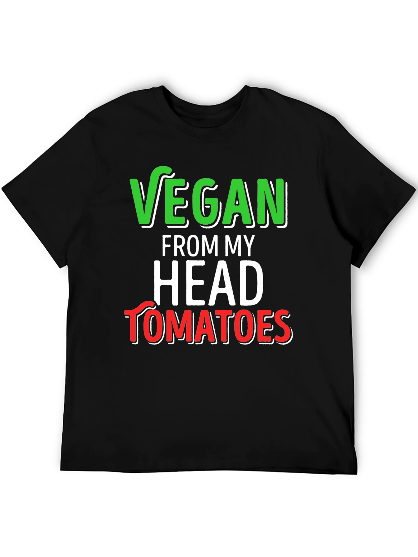 Vegan from Head Tomatoes Graphic Tee - Black Cotton T-Shirt