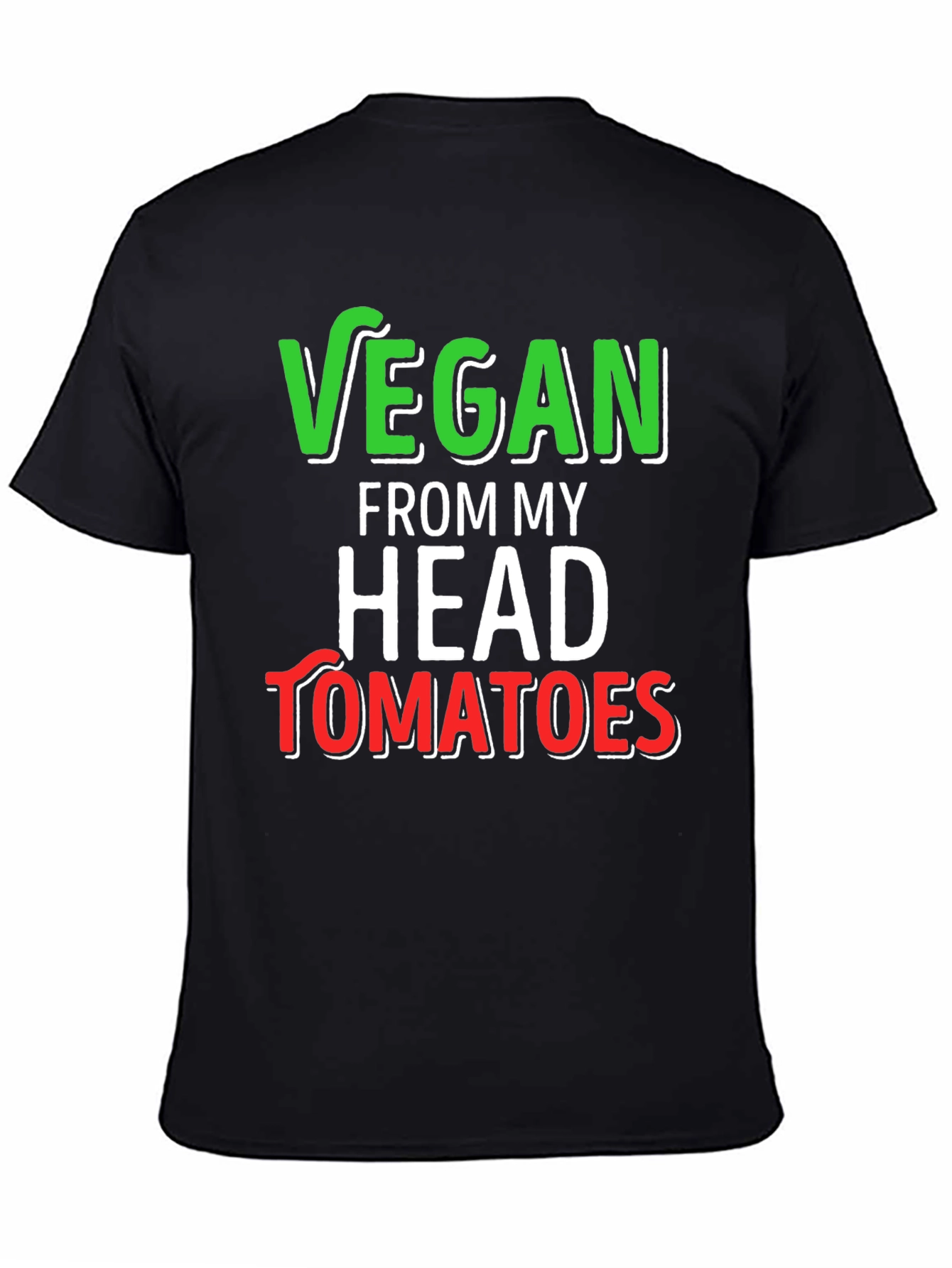 Vegan from Head Tomatoes Graphic Tee - Black Cotton T-Shirt