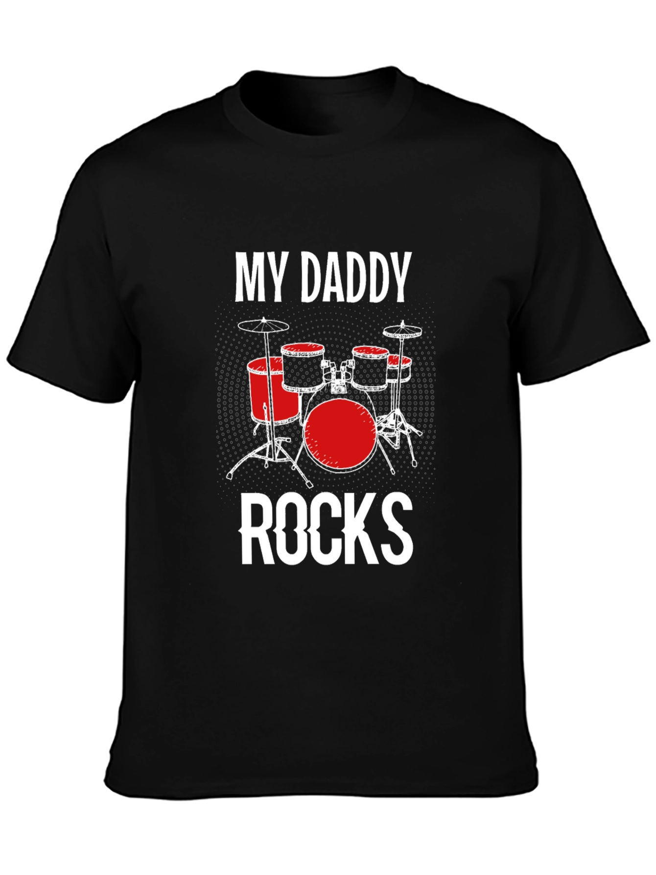 My Daddy Rocks Drum Set Black T-Shirt