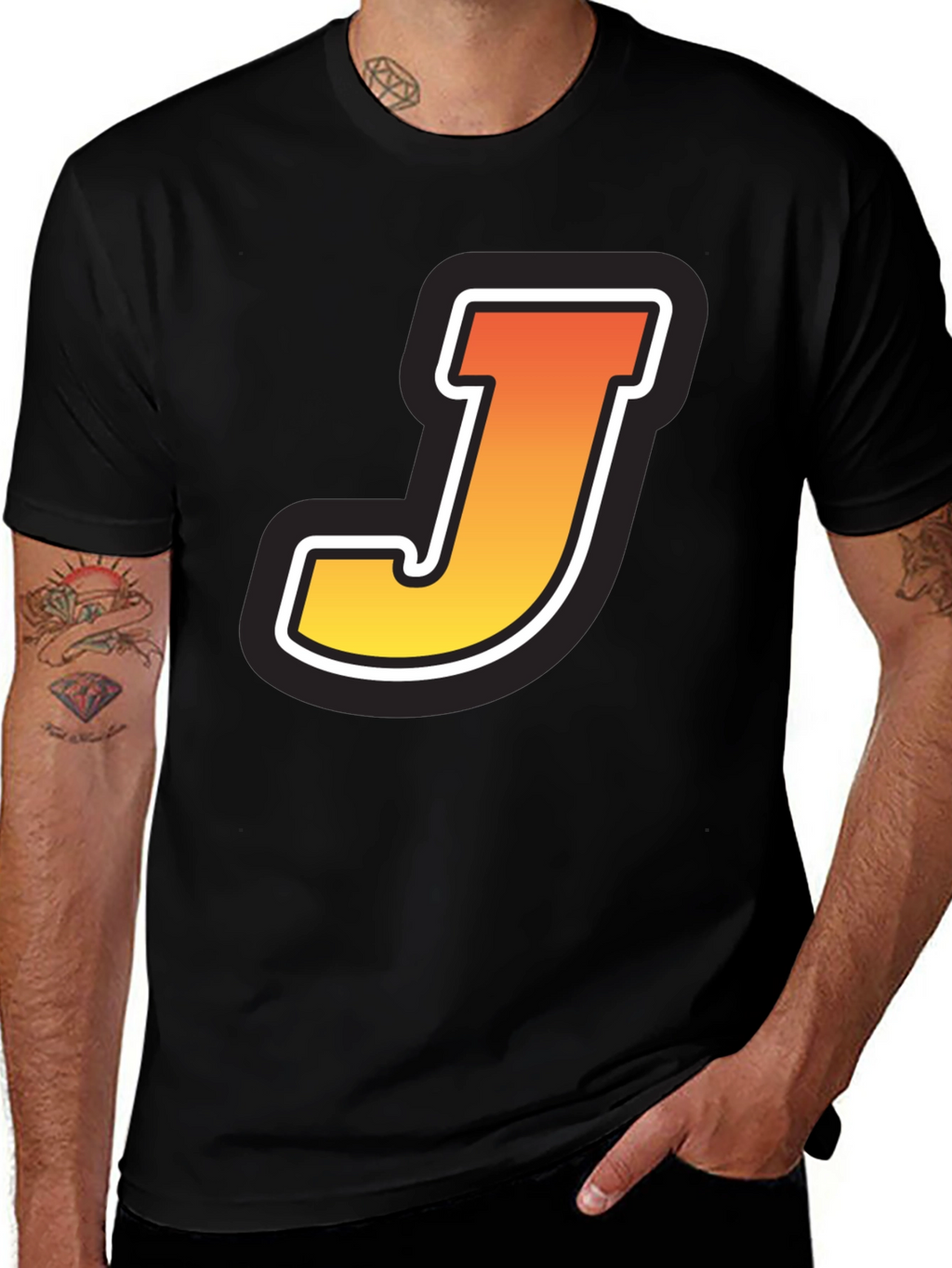 Gradient J Graphic Black T-Shirt