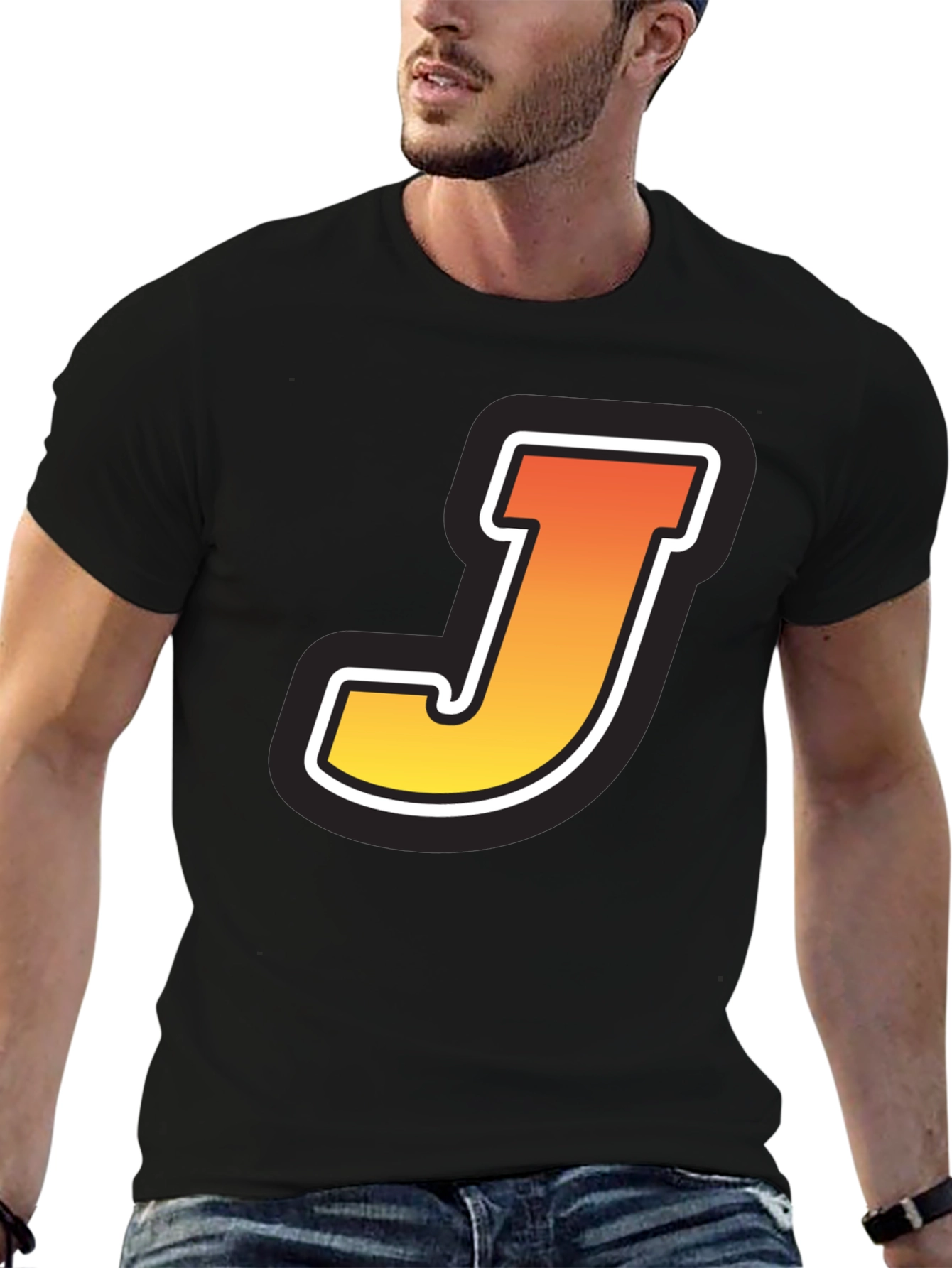 Gradient J Graphic Black T-Shirt