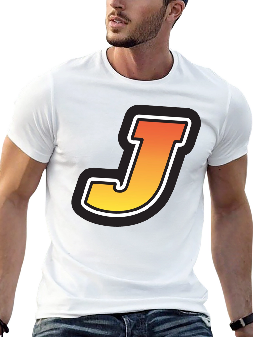 Gradient J Graphic Black T-Shirt