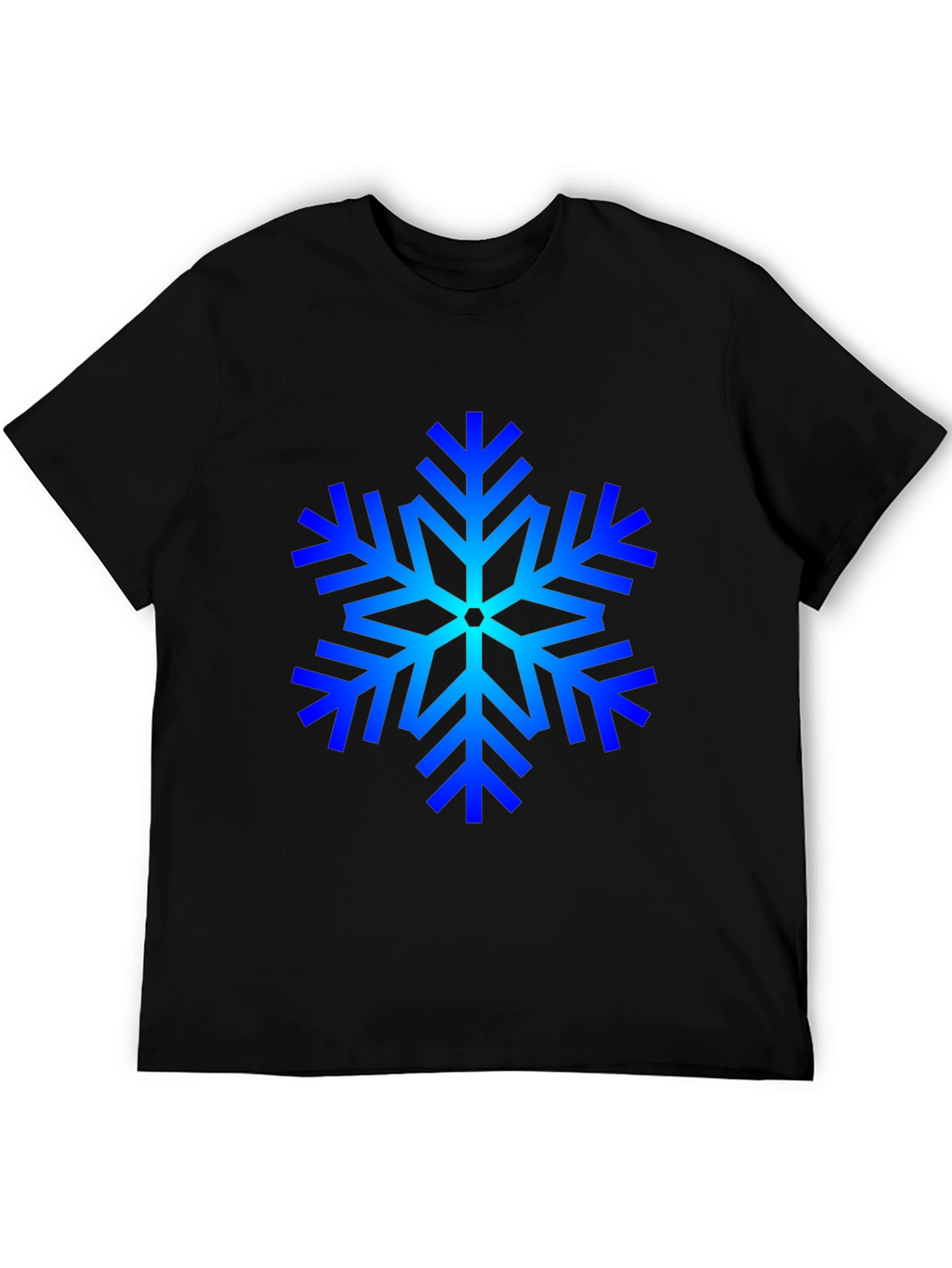 Blue Snowflake Graphic Black T-Shirt