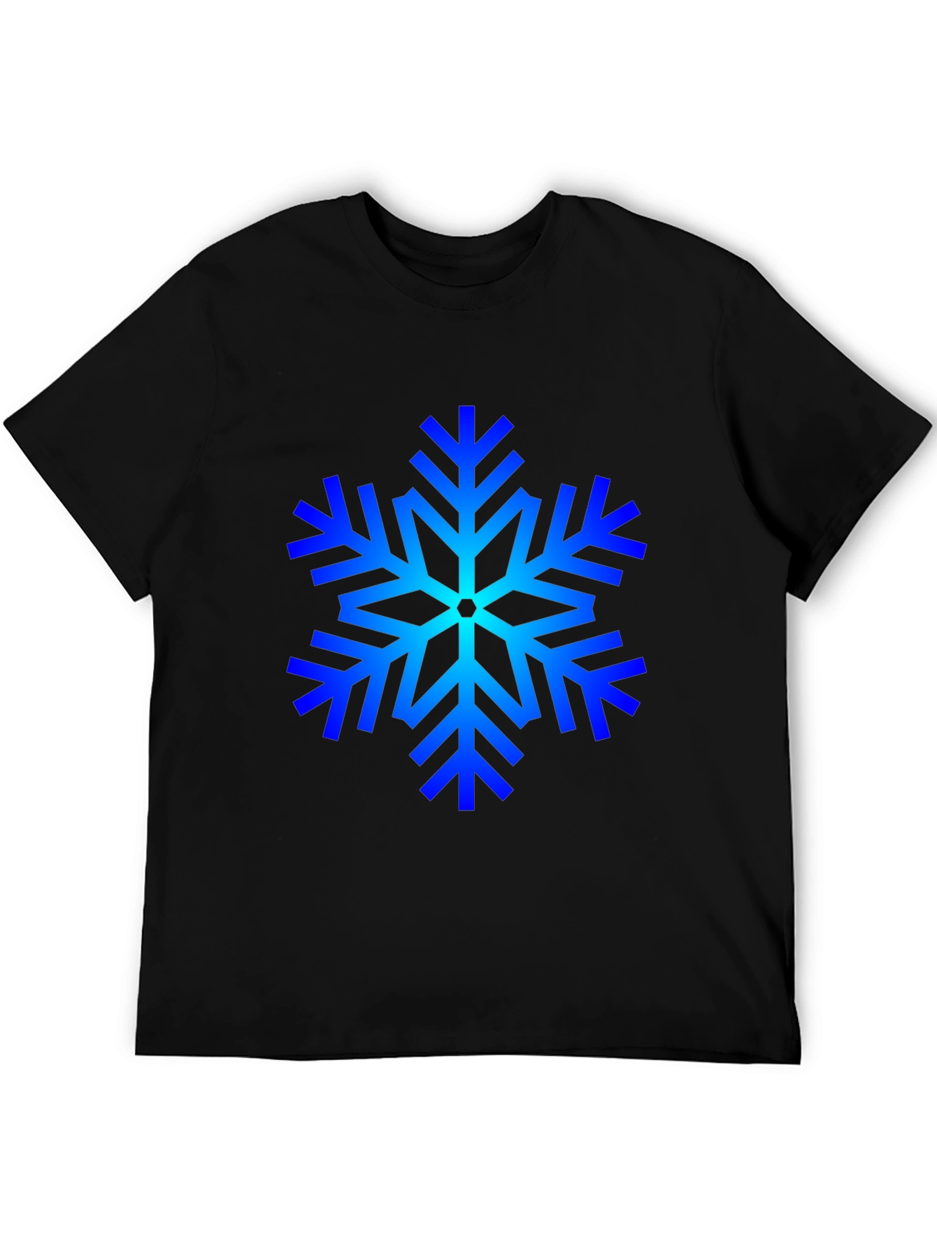 Blue Snowflake Graphic Black T-Shirt