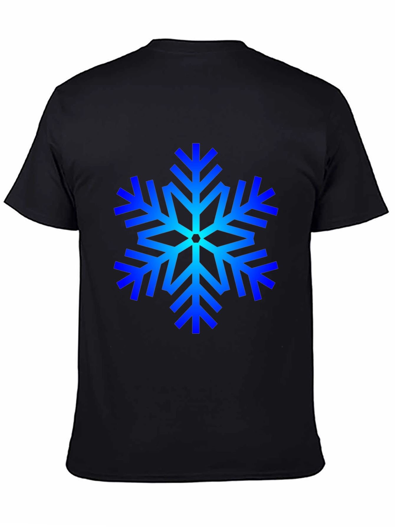 Blue Snowflake Graphic Black T-Shirt