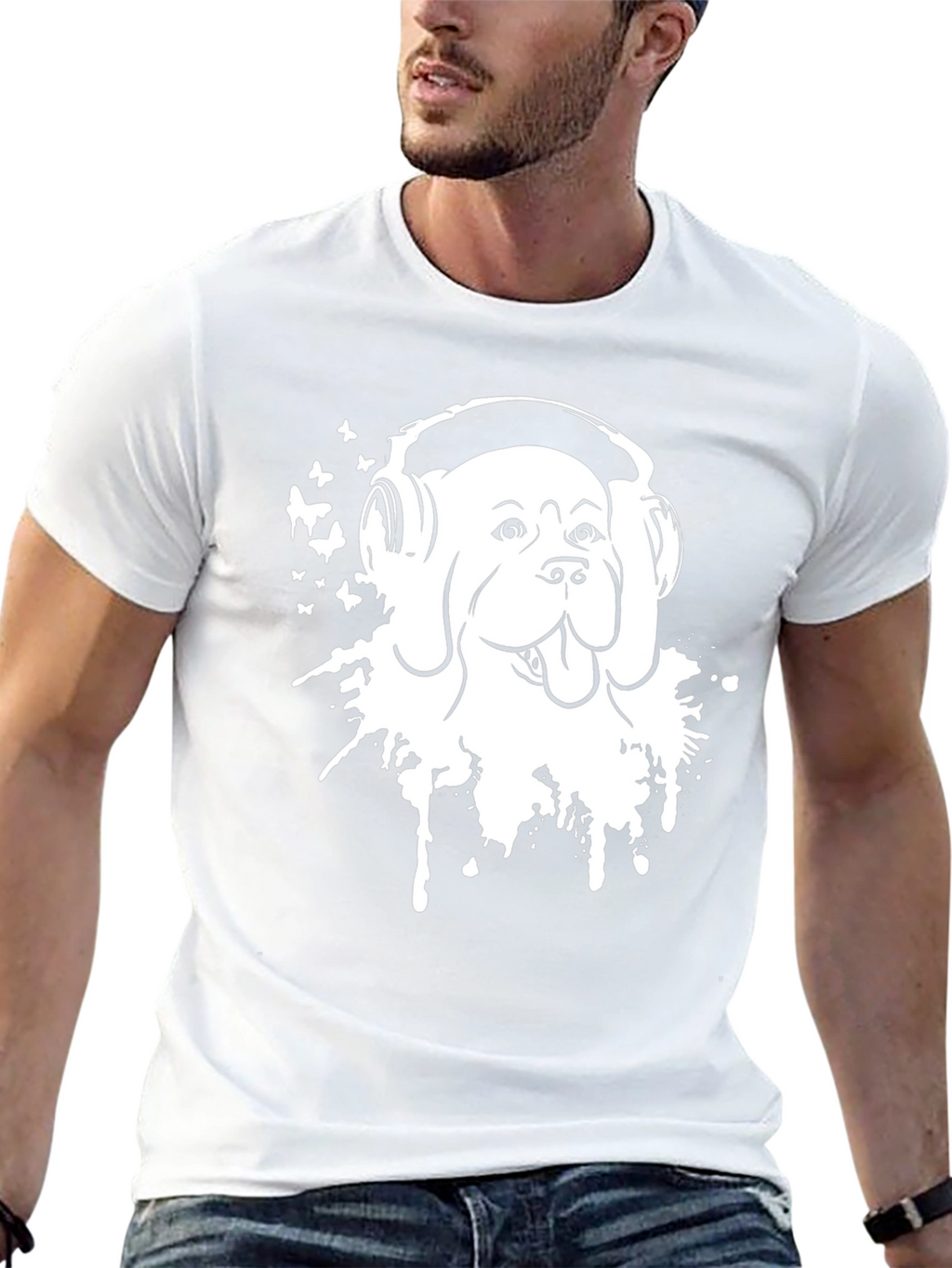 Dog Headphones T-Shirt - Stylish Graphic Tee