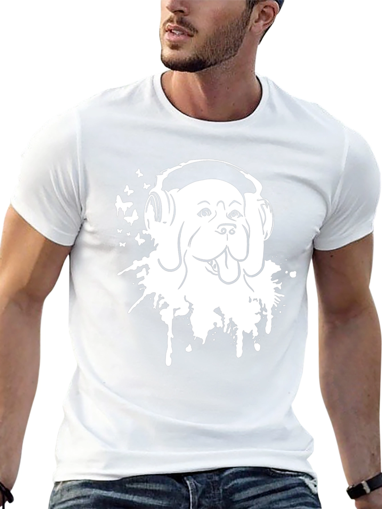 Dog Headphones T-Shirt - Stylish Graphic Tee