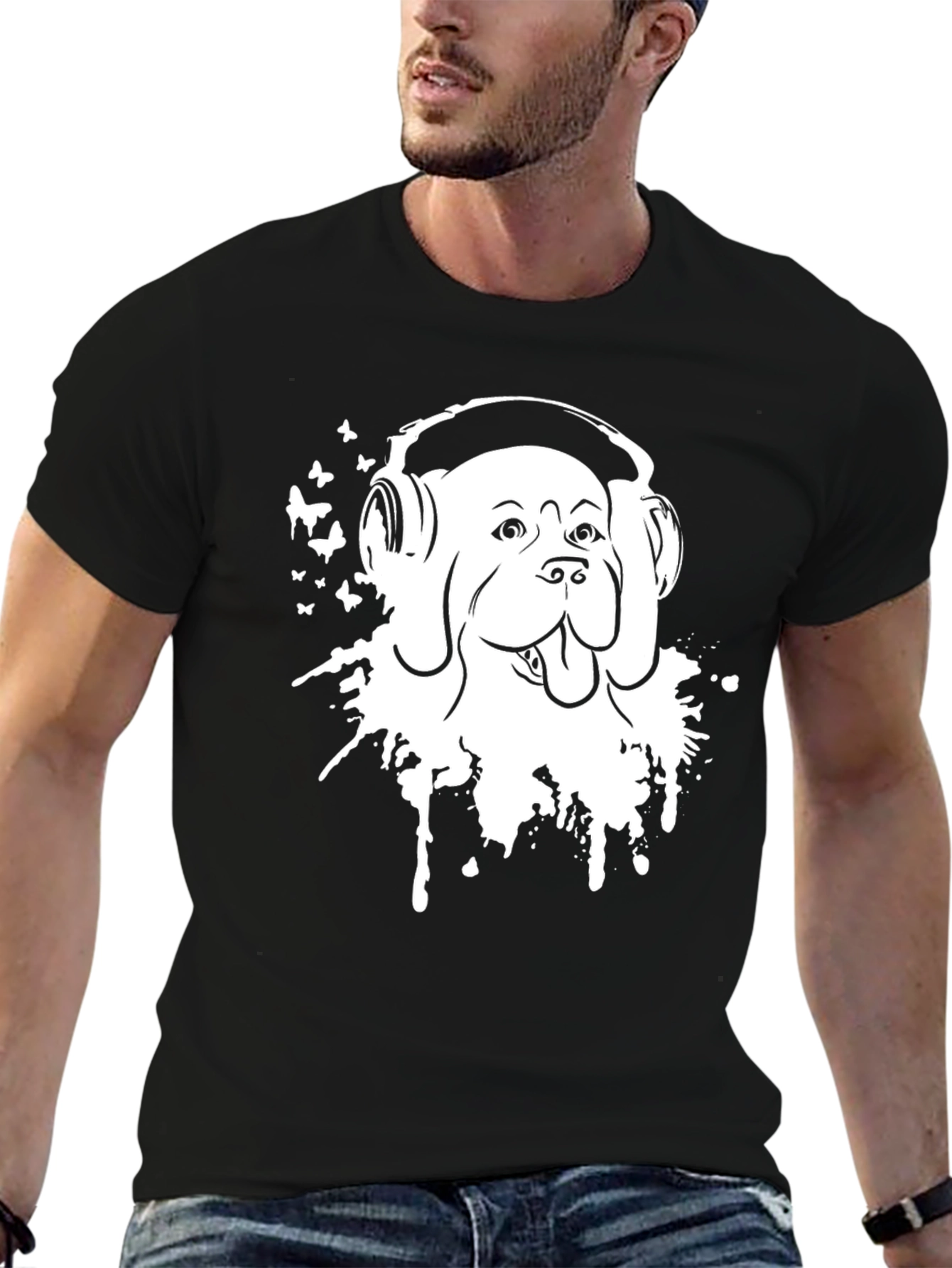 Dog Headphones T-Shirt - Stylish Graphic Tee