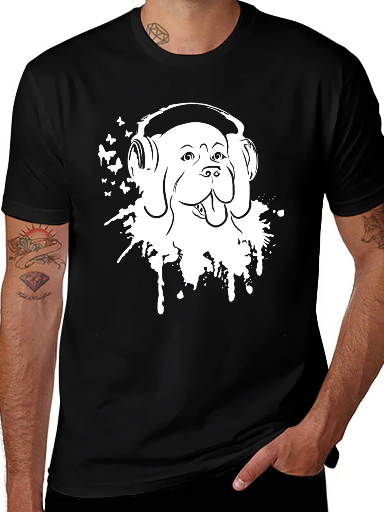 Dog Headphones T-Shirt - Stylish Graphic Tee