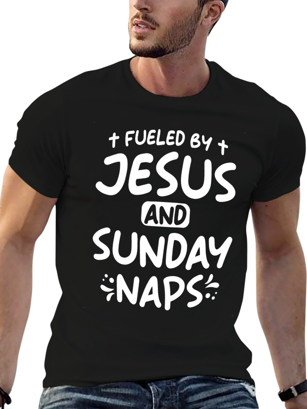 Fueled by Jesus and Sunday Naps Graphic T-Shirt