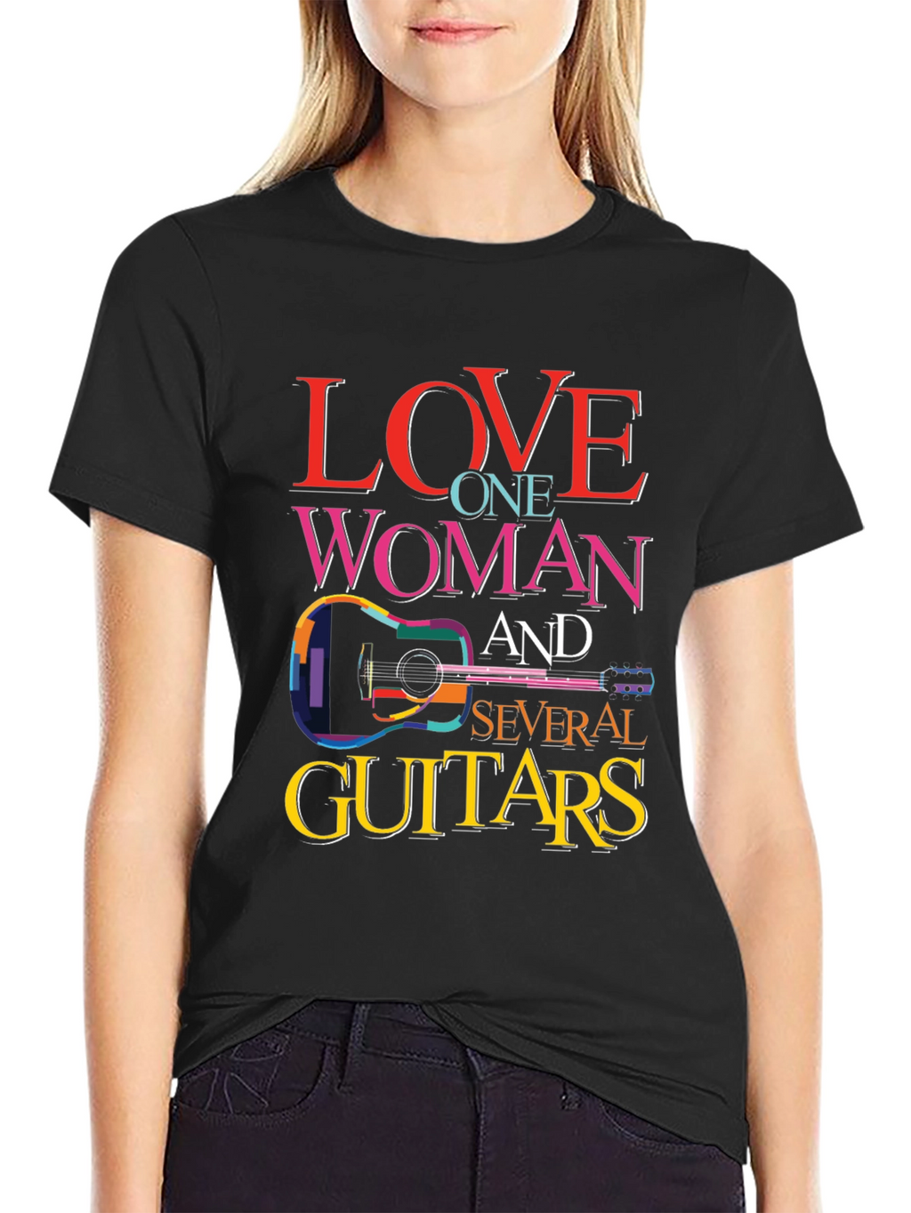 Love One Woman and Several Guitars Graphic T-Shirt