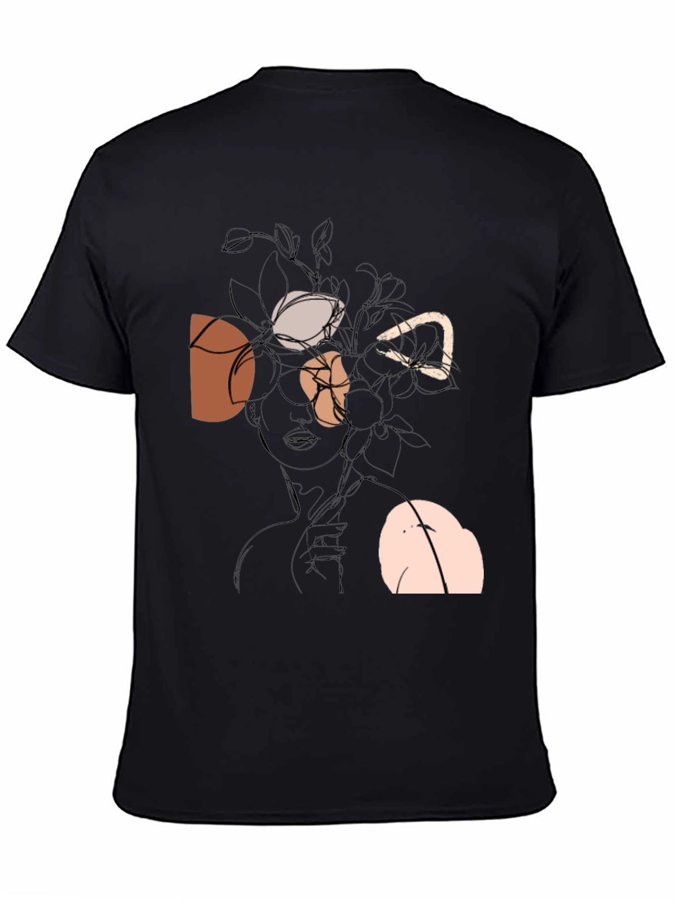 Abstract Floral Graphic Black T-Shirt