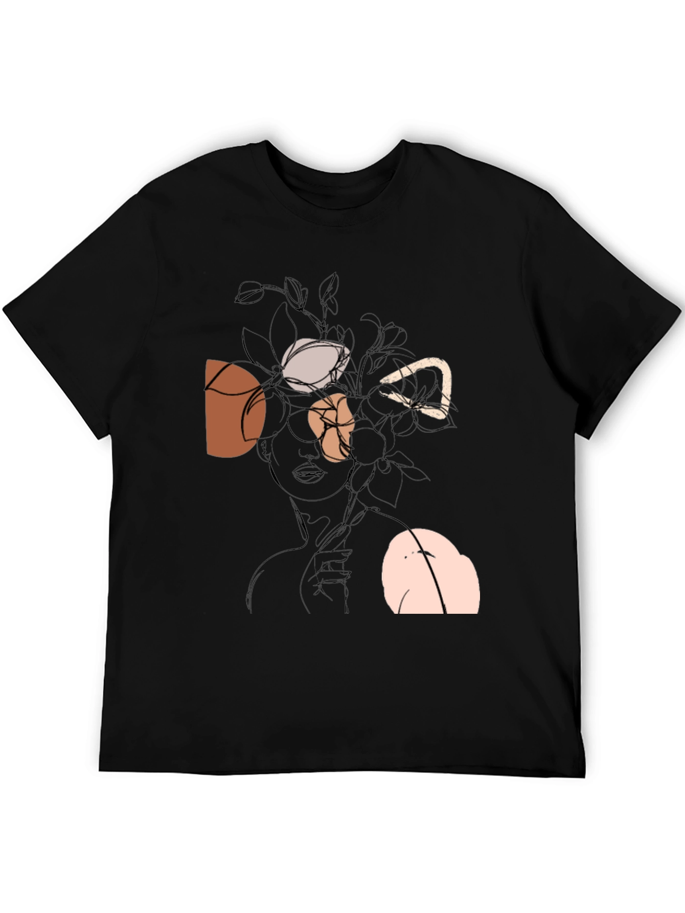 Abstract Floral Graphic Black T-Shirt