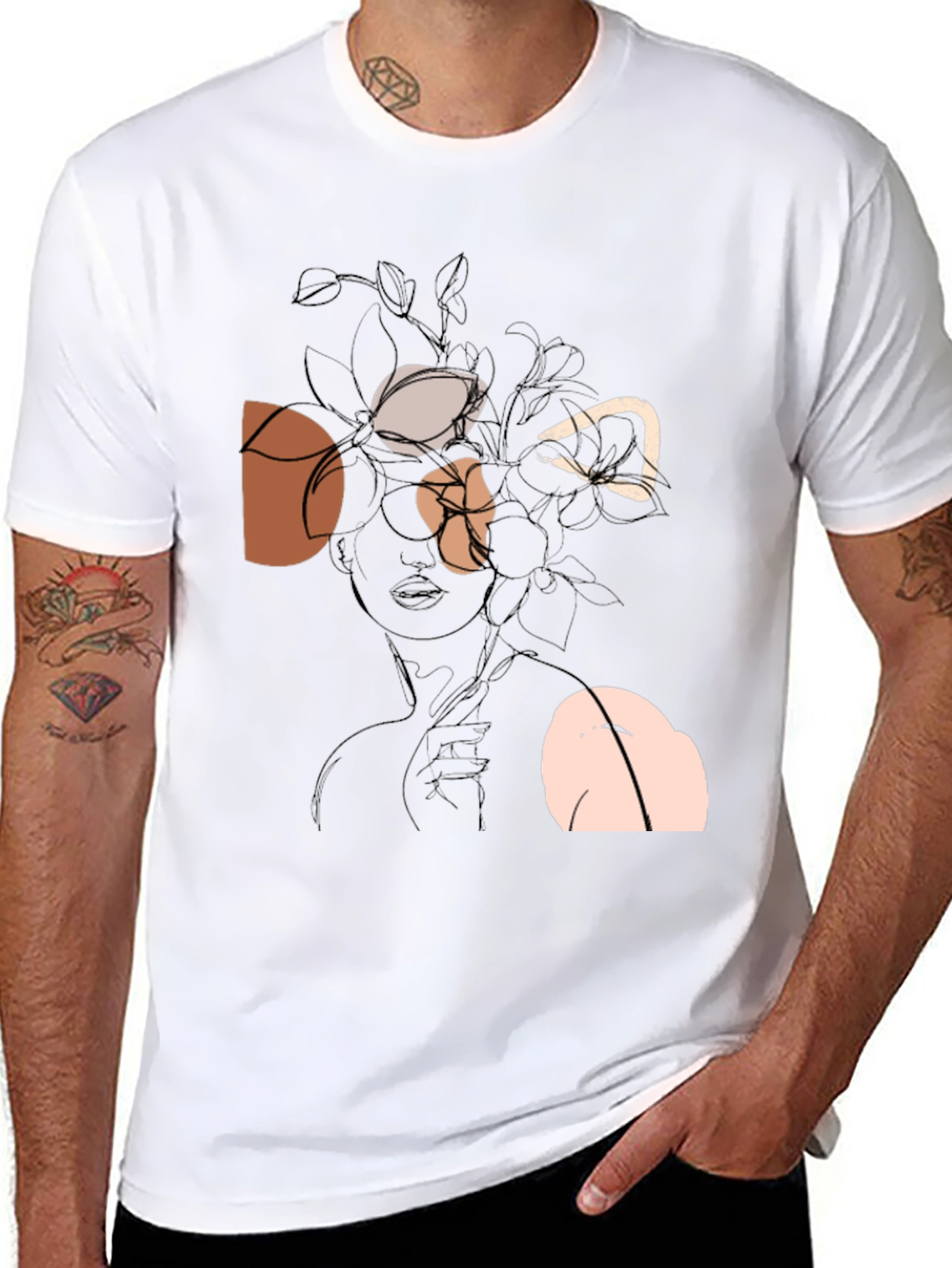 Abstract Floral Graphic Black T-Shirt