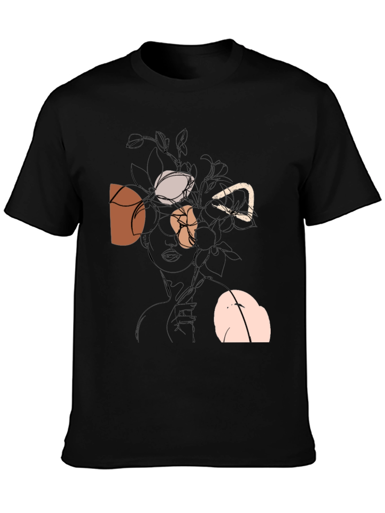 Abstract Floral Graphic Black T-Shirt
