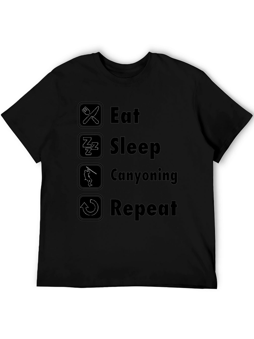 Eat Sleep Canyoning Repeat Black T-Shirt