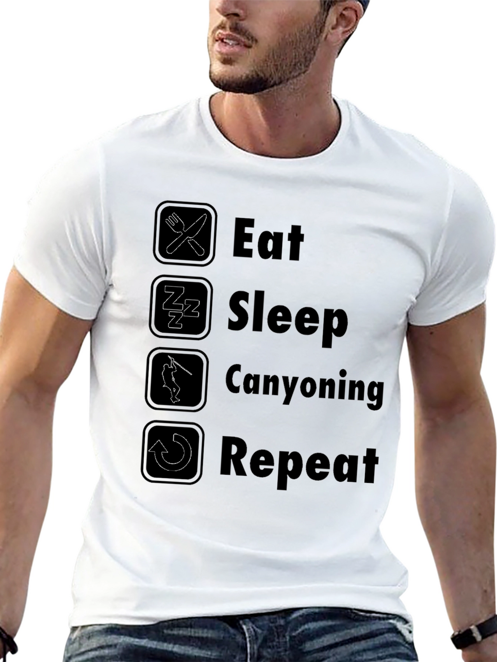 Eat Sleep Canyoning Repeat Black T-Shirt