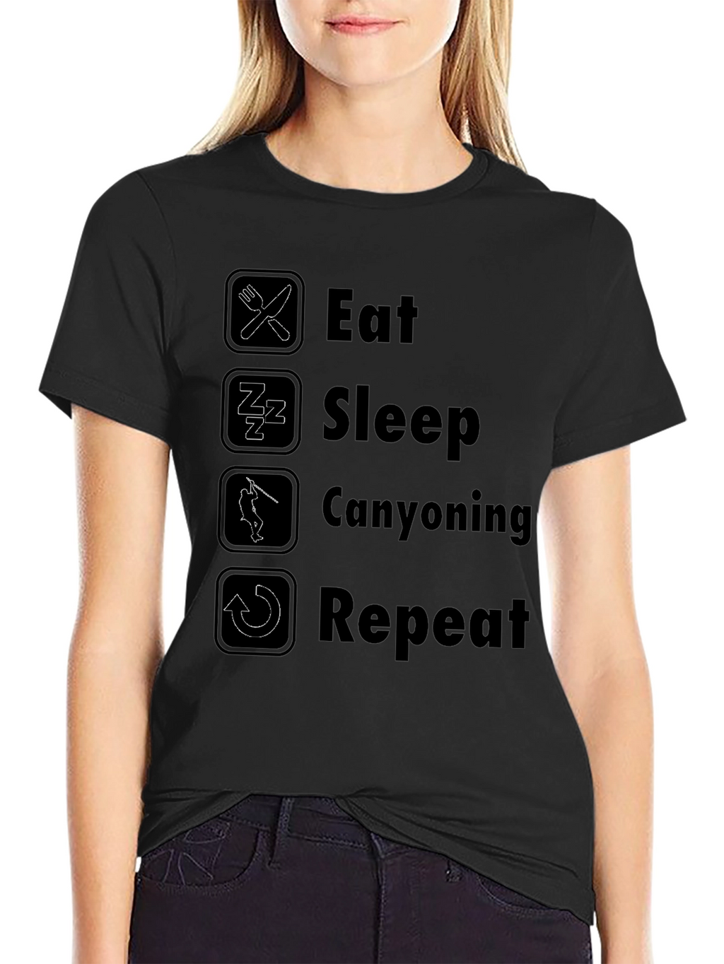 Eat Sleep Canyoning Repeat Black T-Shirt