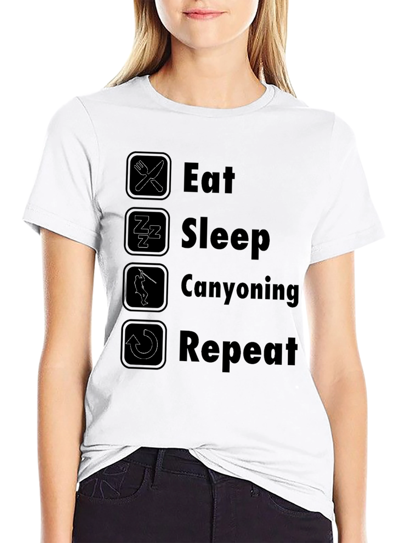 Eat Sleep Canyoning Repeat Black T-Shirt