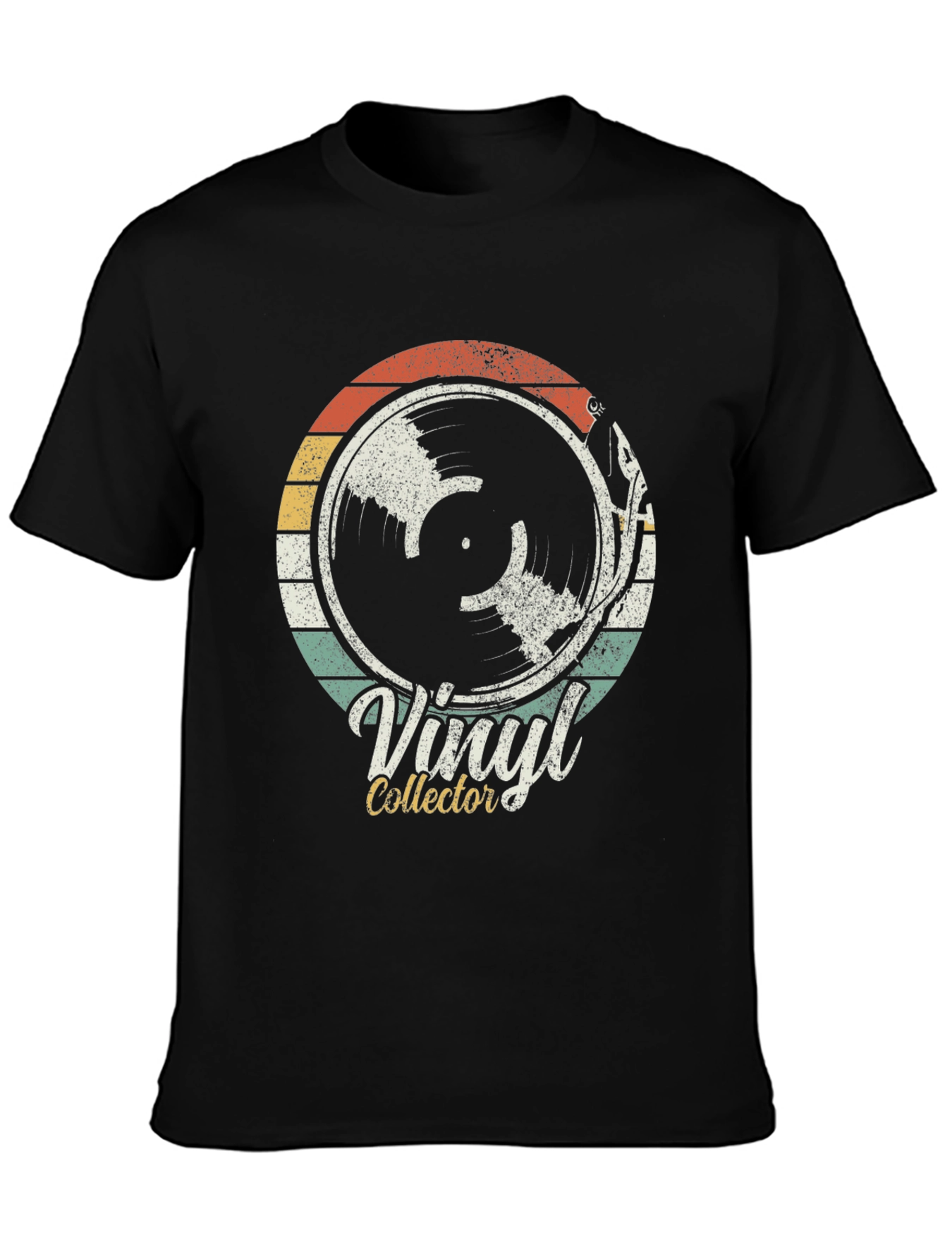 Vintage Vinyl Record Collector Black Graphic T-Shirt