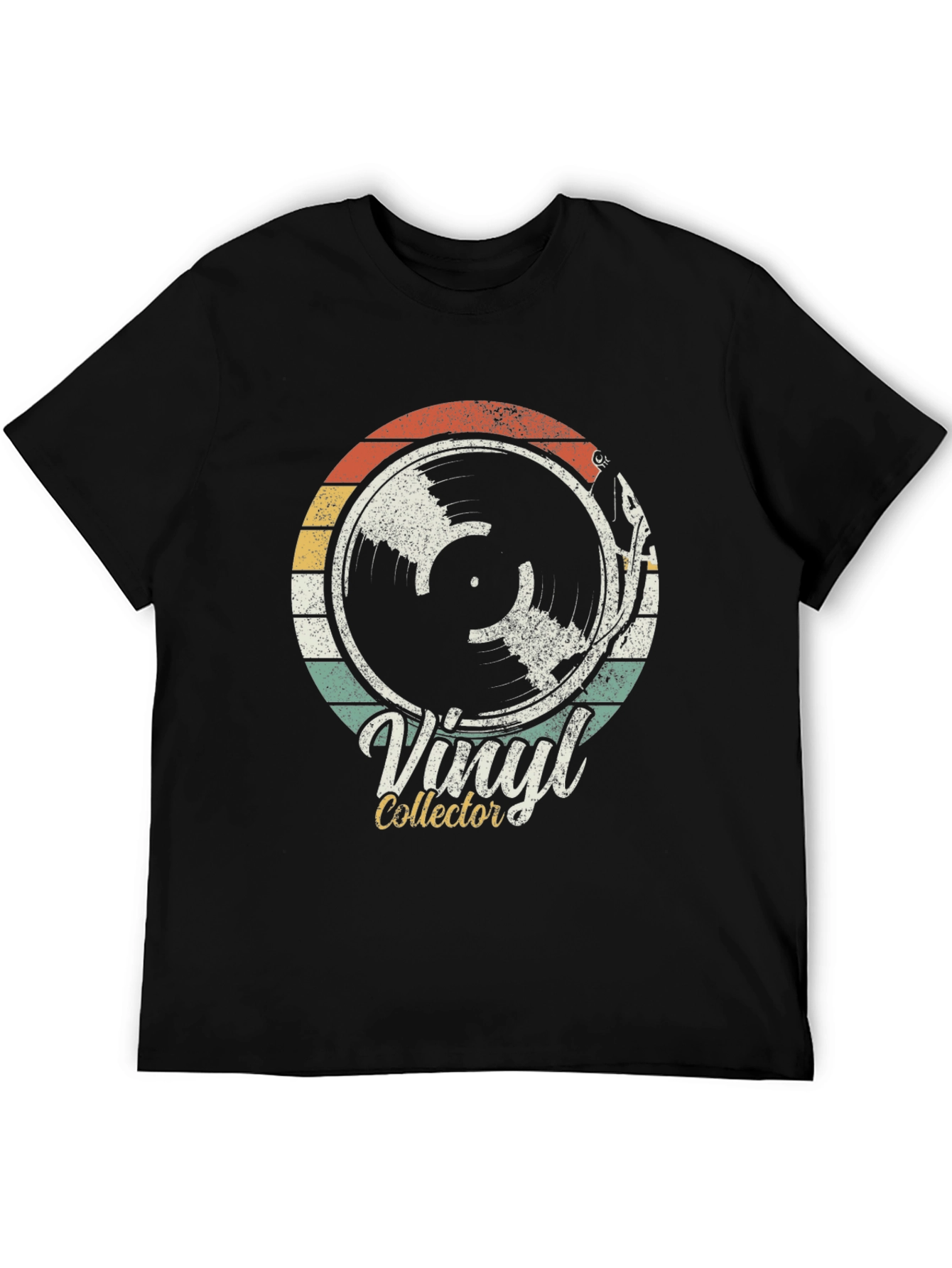 Vintage Vinyl Record Collector Black Graphic T-Shirt